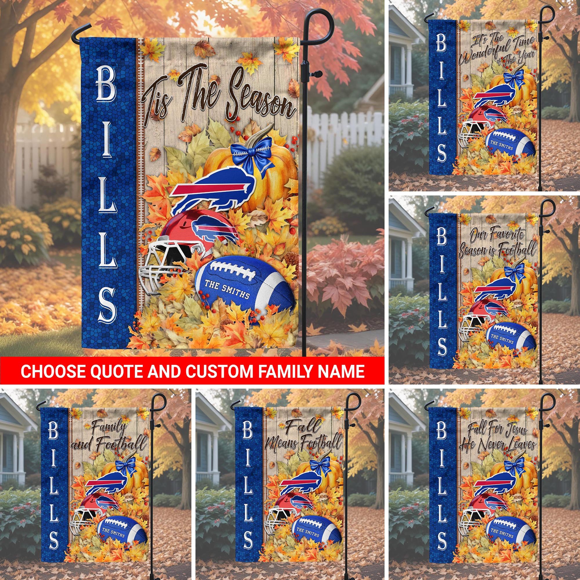 Buffalo Bills Garden Flag Custom Your Family Name, Football Flag For Fan, Autumn Gifts For Football Lover EHIVM-08123119N