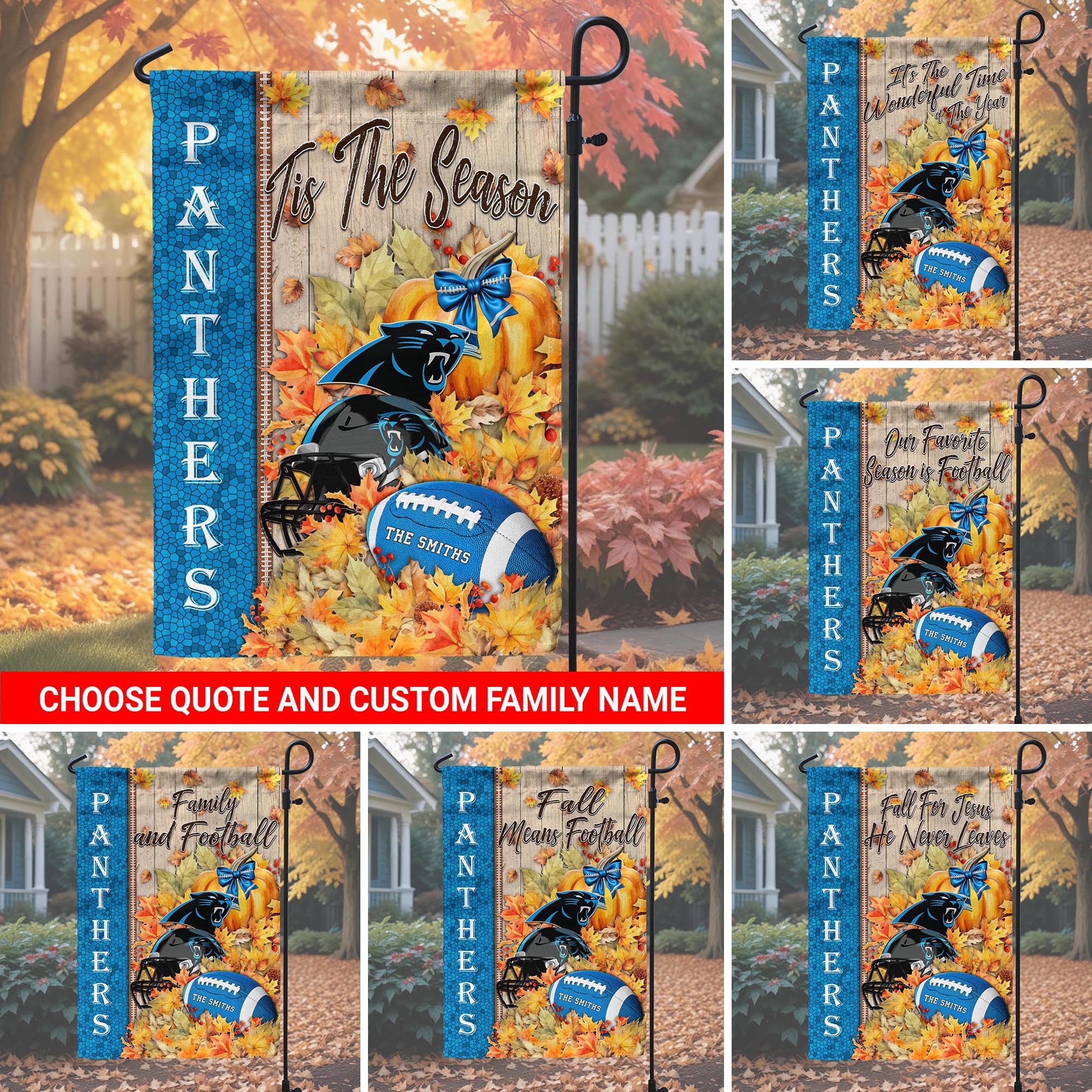 Carolina Panthers Garden Flag Custom Your Family Name, Football Flag For Fan, Autumn Gifts For Football Lover EHIVM-08123119N