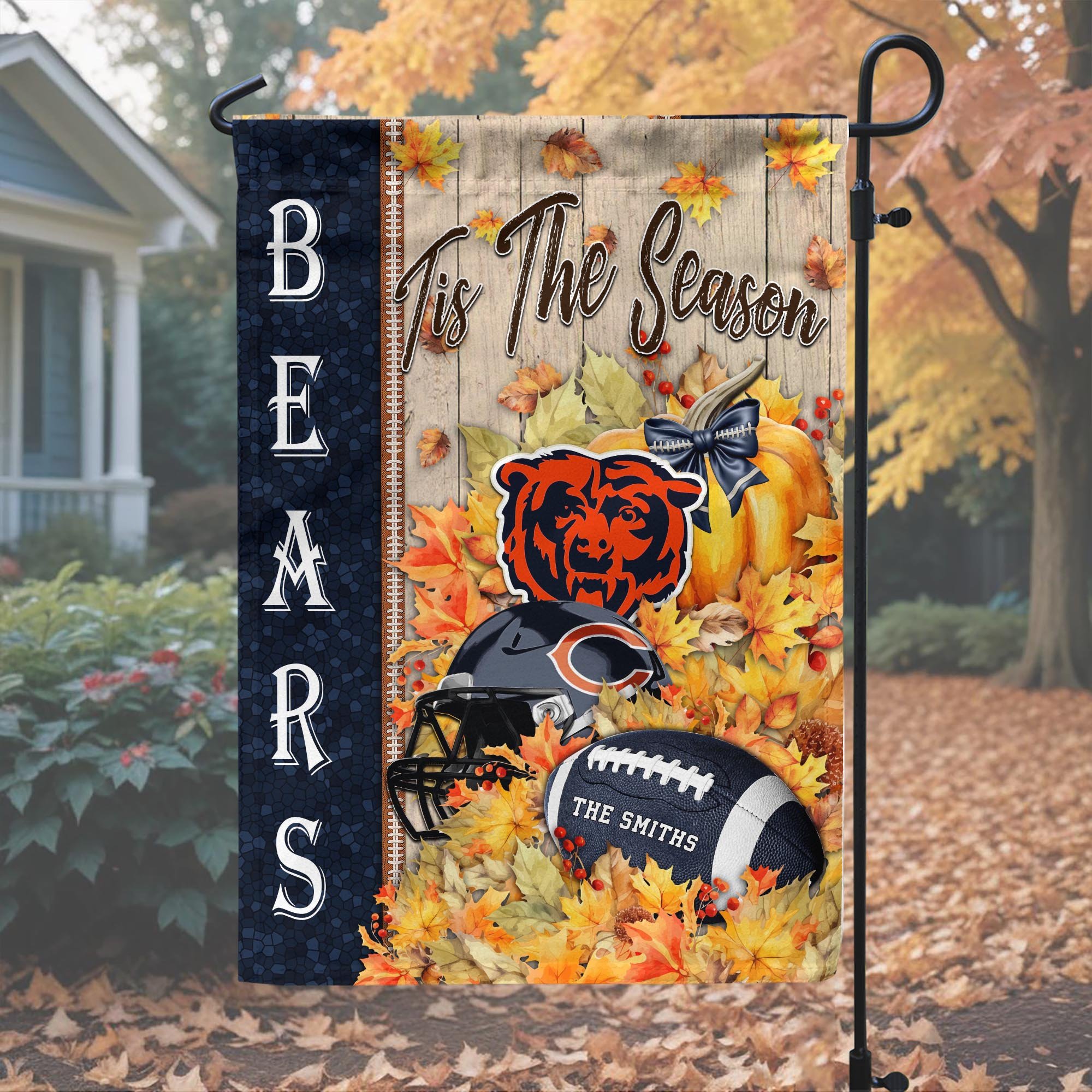 Alternative view of Chicago Bears Garden Flag Custom Your Family Name, Football Flag For Fan, Autumn Gifts For Football Lover EHIVM-08123119N