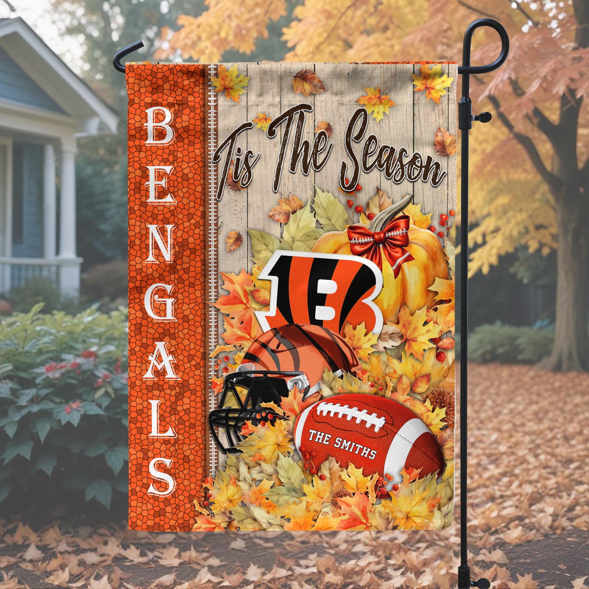 Alternative view of Cincinnati Bengals Garden Flag Custom Your Family Name, Football Flag For Fan, Autumn Gifts For Football Lover EHIVM-08123119N
