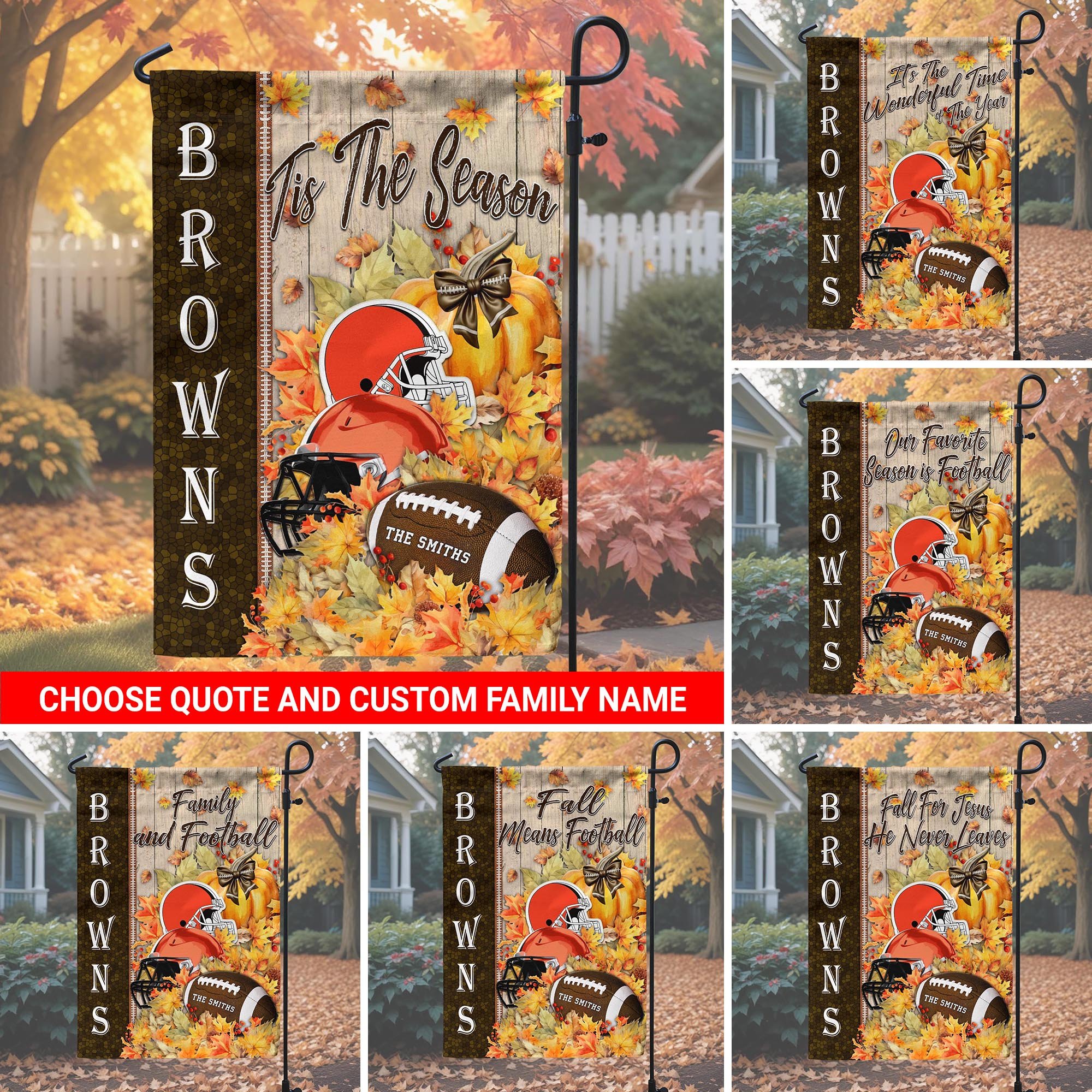 Cleveland Browns Garden Flag Custom Your Family Name, Football Flag For Fan, Autumn Gifts For Football Lover EHIVM-08123119N