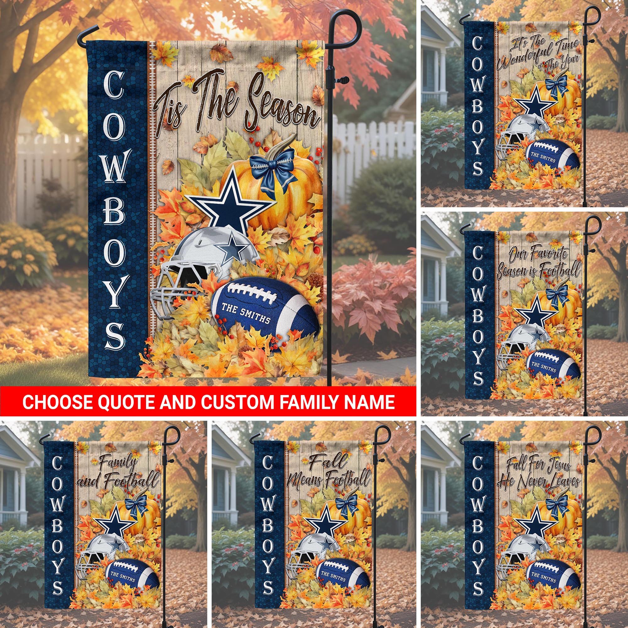 Dallas Cowboys Garden Flag Custom Your Family Name, Football Flag For Fan, Autumn Gifts For Football Lover EHIVM-08123119N