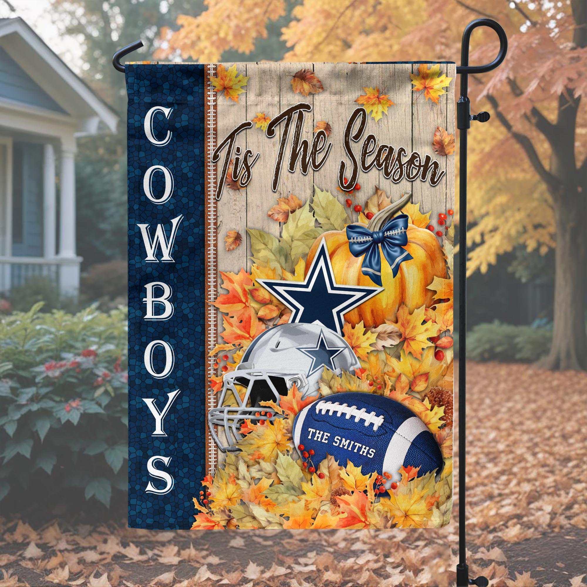 Alternative view of Dallas Cowboys Garden Flag Custom Your Family Name, Football Flag For Fan, Autumn Gifts For Football Lover EHIVM-08123119N