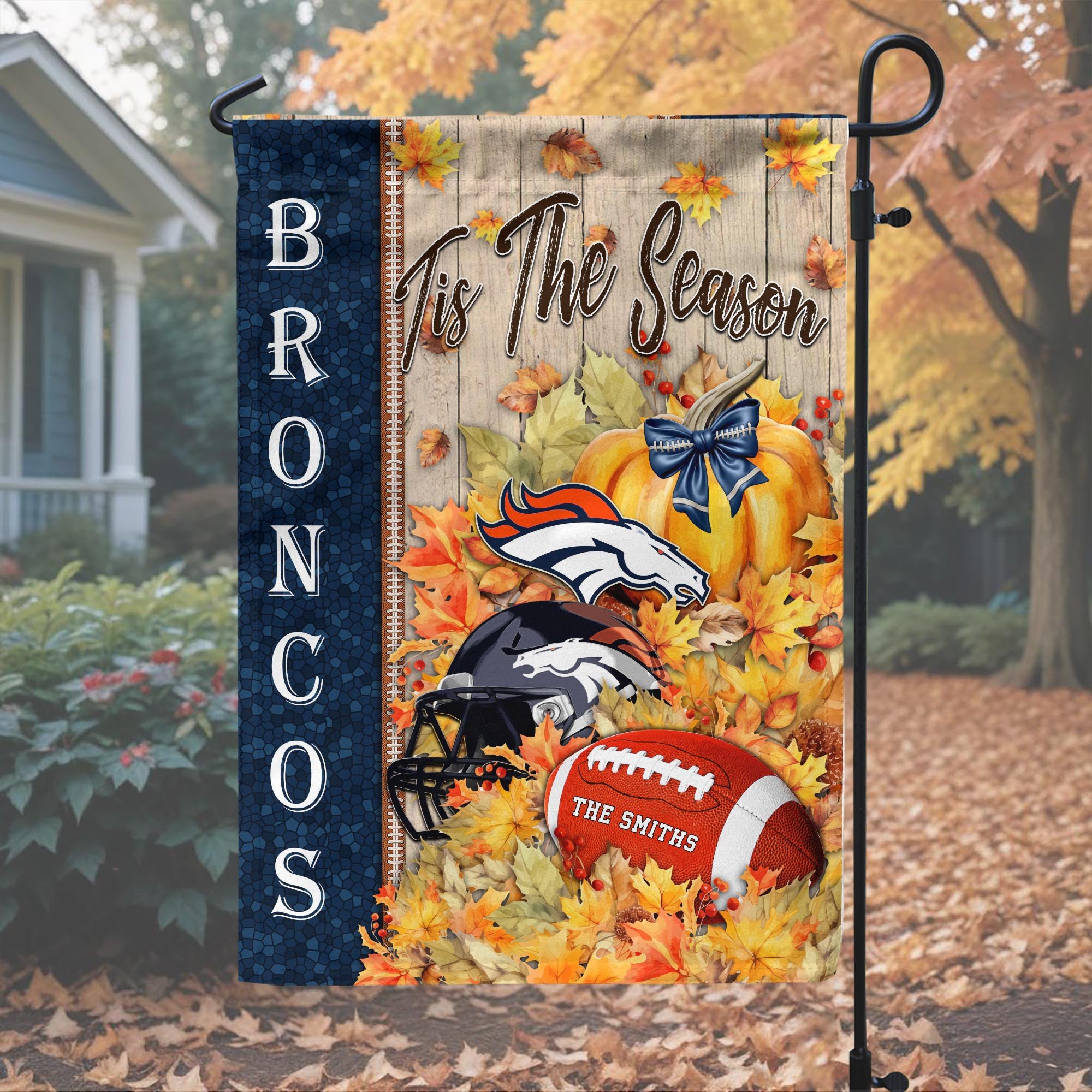 Alternative view of Denver Broncos Garden Flag Custom Your Family Name, Football Flag For Fan, Autumn Gifts For Football Lover EHIVM-08123119N