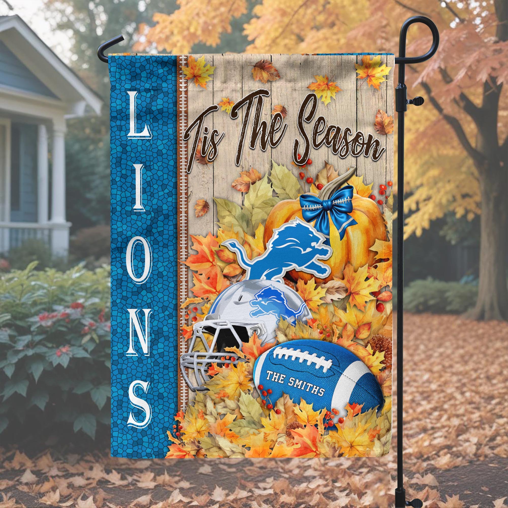 Alternative view of Detroit Lions Garden Flag Custom Your Family Name, Football Flag For Fan, Autumn Gifts For Football Lover EHIVM-08123119N