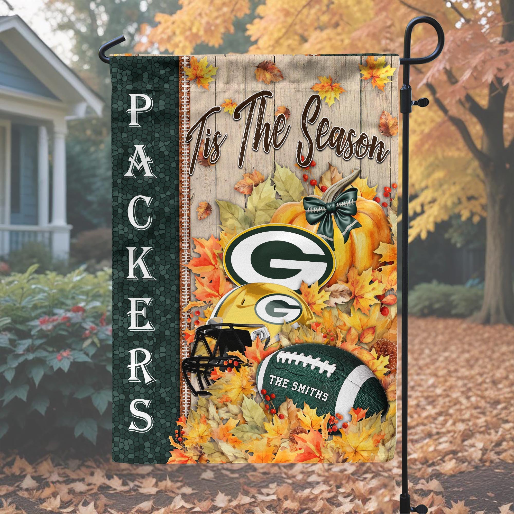 Alternative view of Green Bay Packers Garden Flag Custom Your Family Name, Football Flag For Fan, Autumn Gifts For Football Lover EHIVM-08123119N