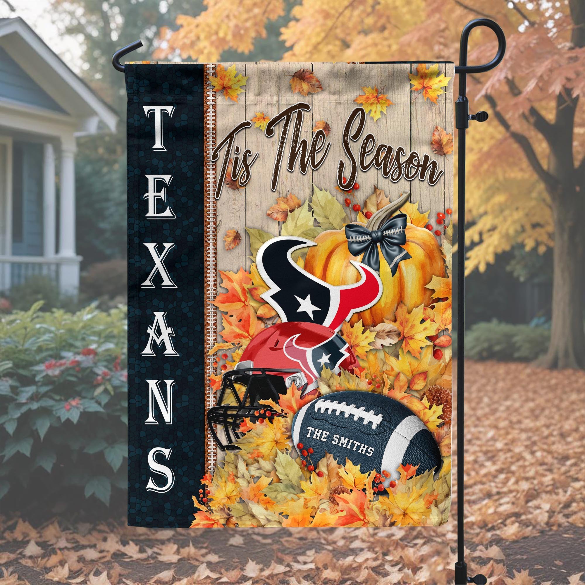 Alternative view of Houston Texans Garden Flag Custom Your Family Name, Football Flag For Fan, Autumn Gifts For Football Lover EHIVM-08123119N