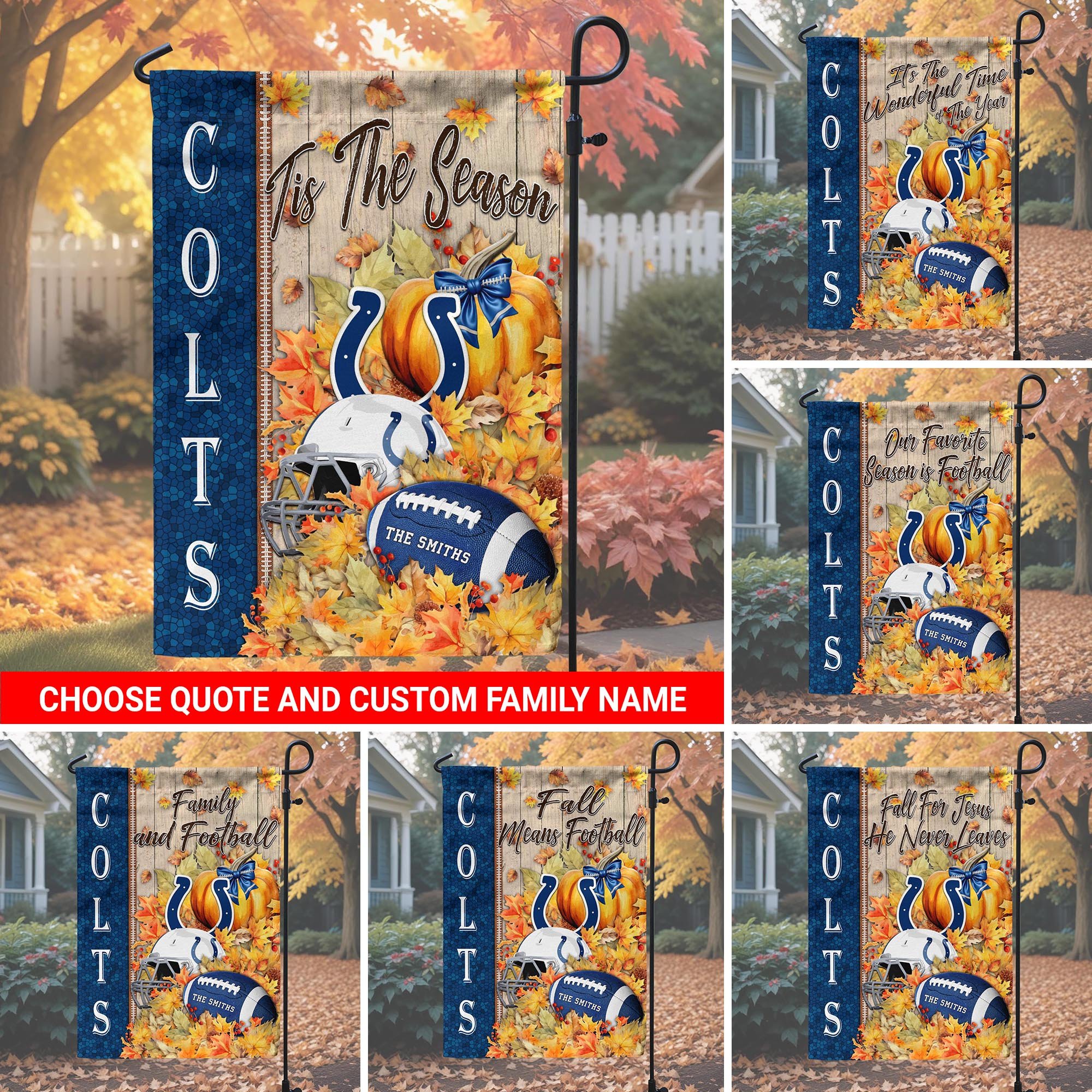 Indianapolis Colts Garden Flag Custom Your Family Name, Football Flag For Fan, Autumn Gifts For Football Lover EHIVM-08123119N