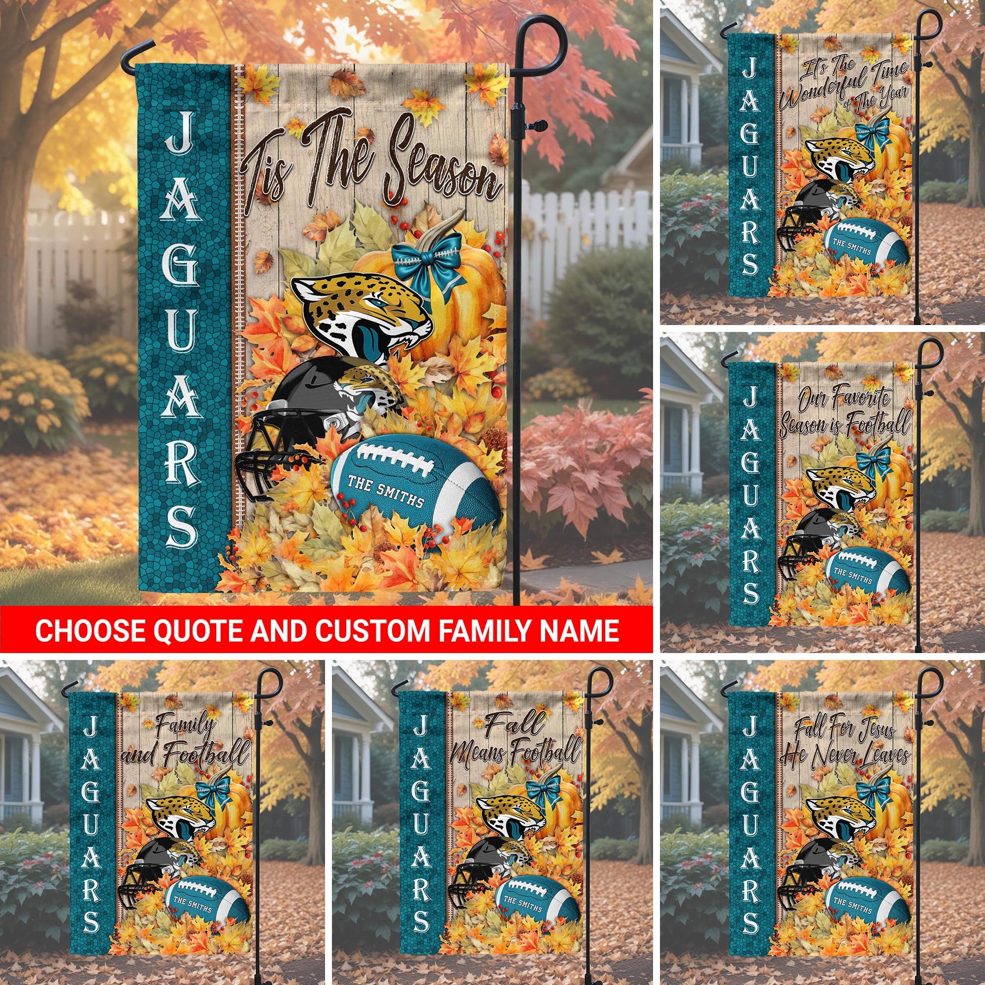 Jacksonville Jaguars Garden Flag Custom Your Family Name, Football Flag For Fan, Autumn Gifts For Football Lover EHIVM-08123119N