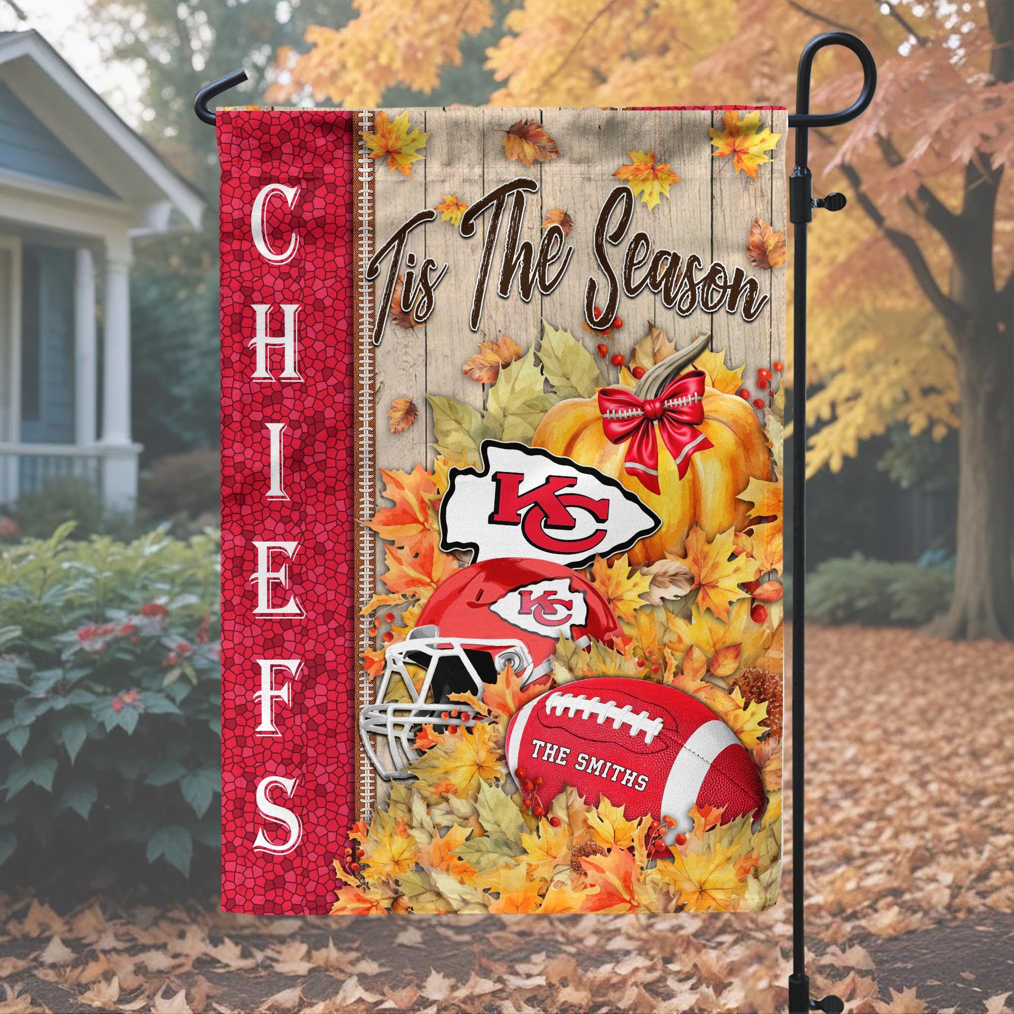 Alternative view of Kansas City Chiefs Garden Flag Custom Your Family Name, Football Flag For Fan, Autumn Gifts For Football Lover EHIVM-08123119N