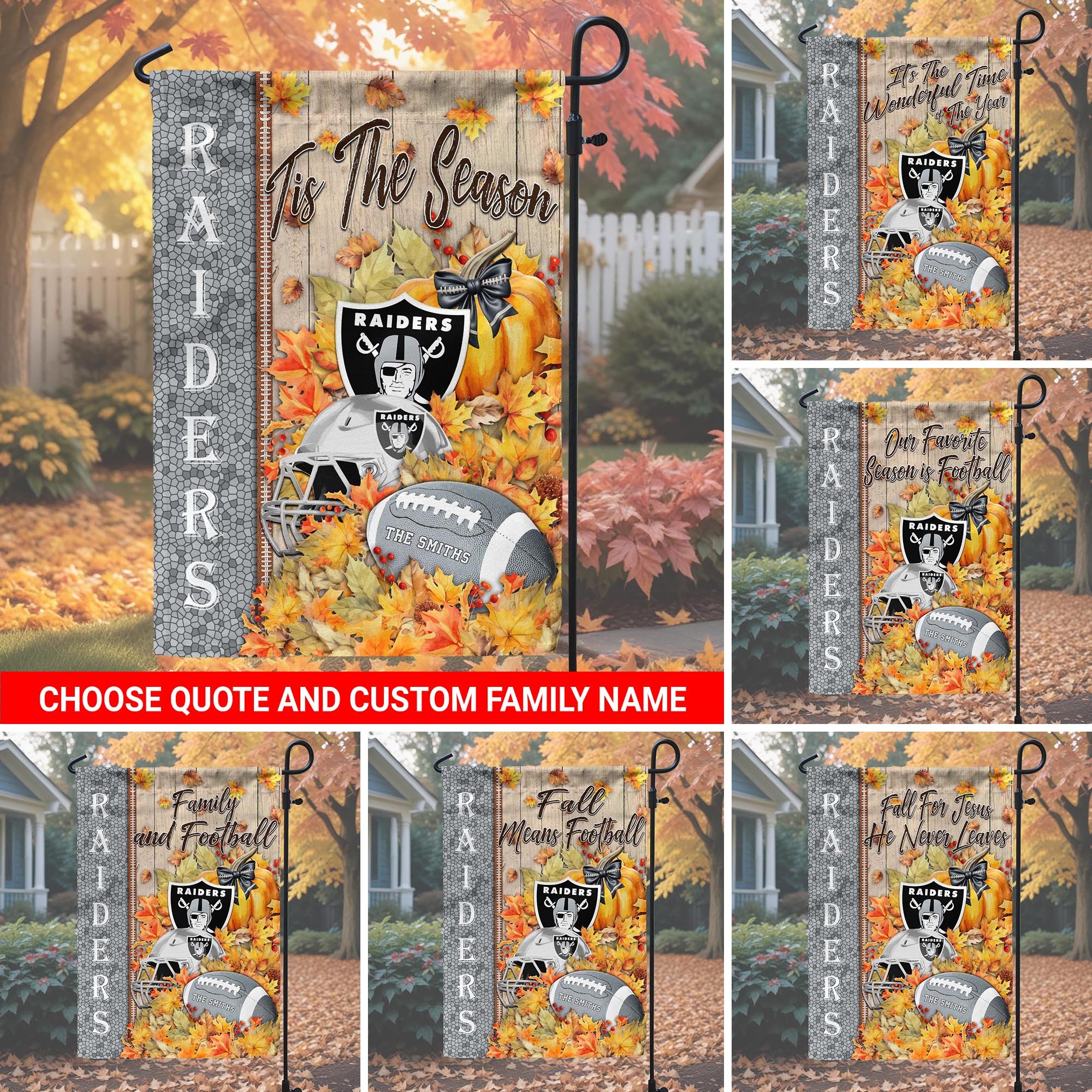 Las Vegas Raiders Garden Flag Custom Your Family Name, Football Flag For Fan, Autumn Gifts For Football Lover EHIVM-08123119N