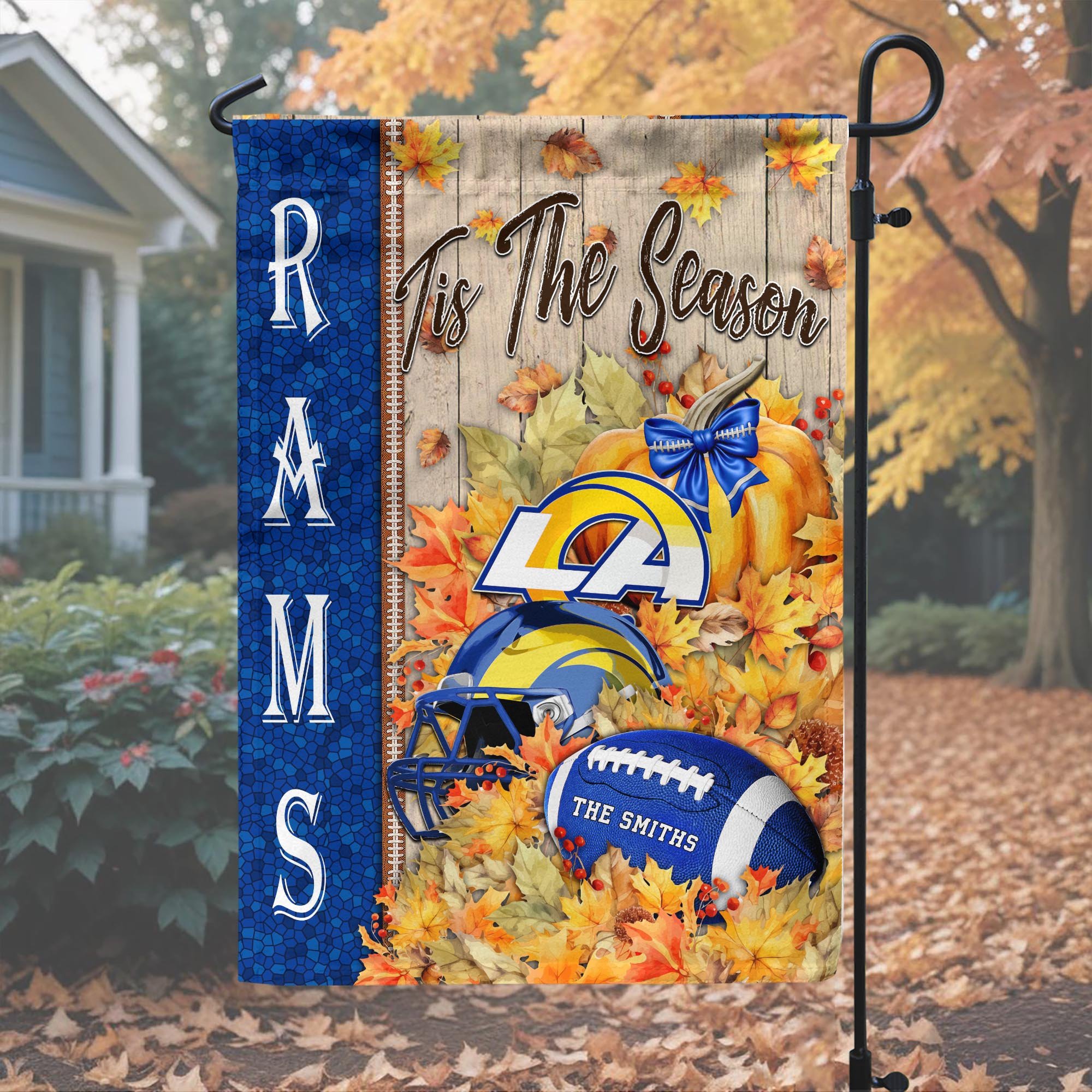 Alternative view of Los Angeles Rams Garden Flag Custom Your Family Name, Football Flag For Fan, Autumn Gifts For Football Lover EHIVM-08123119N