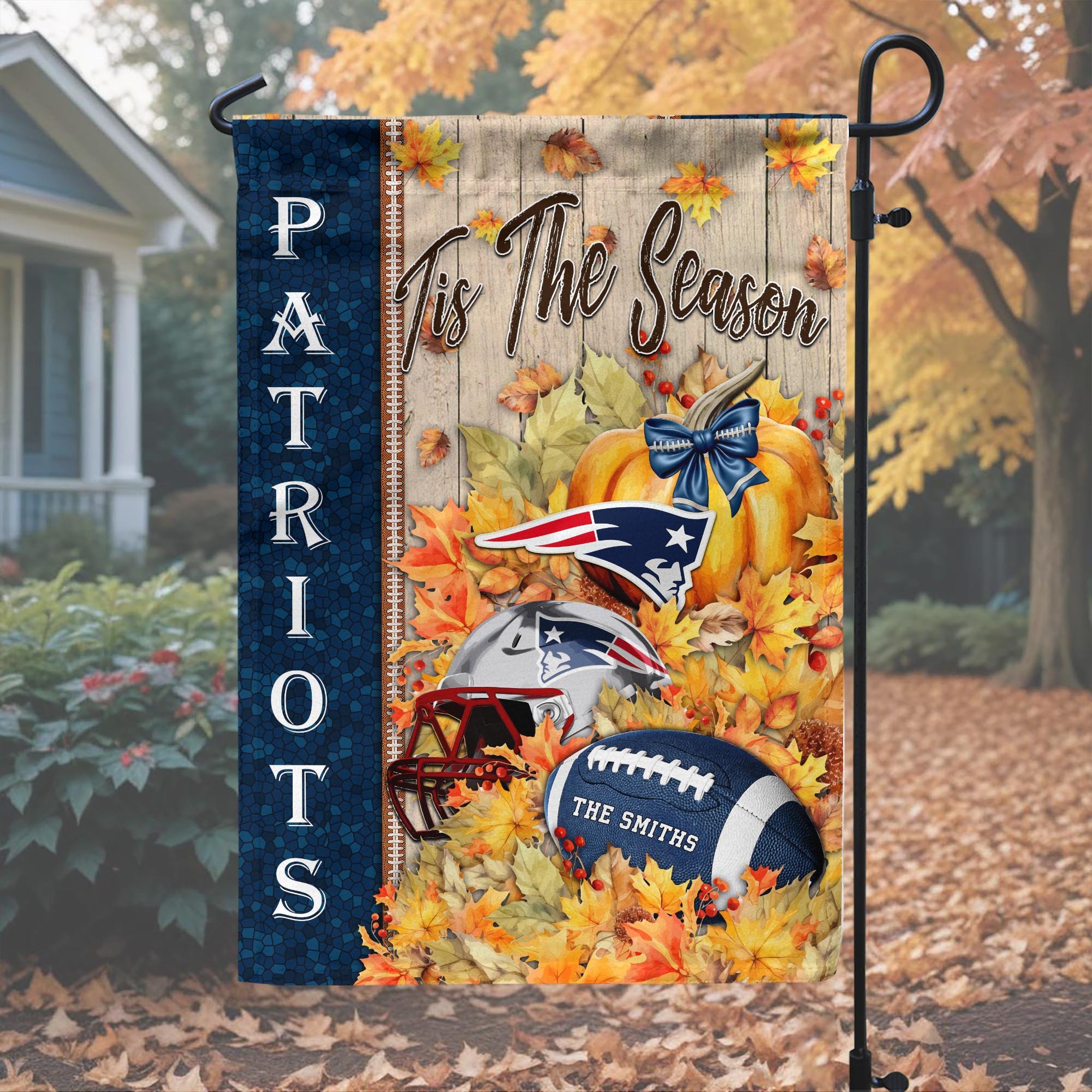 Alternative view of New England Patriots Garden Flag Custom Your Family Name, Football Flag For Fan, Autumn Gifts For Football Lover EHIVM-08123119N