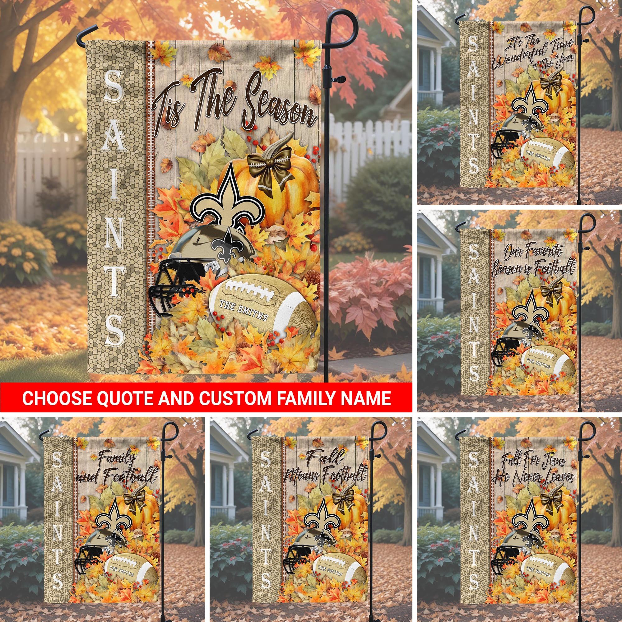 New Orleans Saints Garden Flag Custom Your Family Name, Football Flag For Fan, Autumn Gifts For Football Lover EHIVM-08123119N