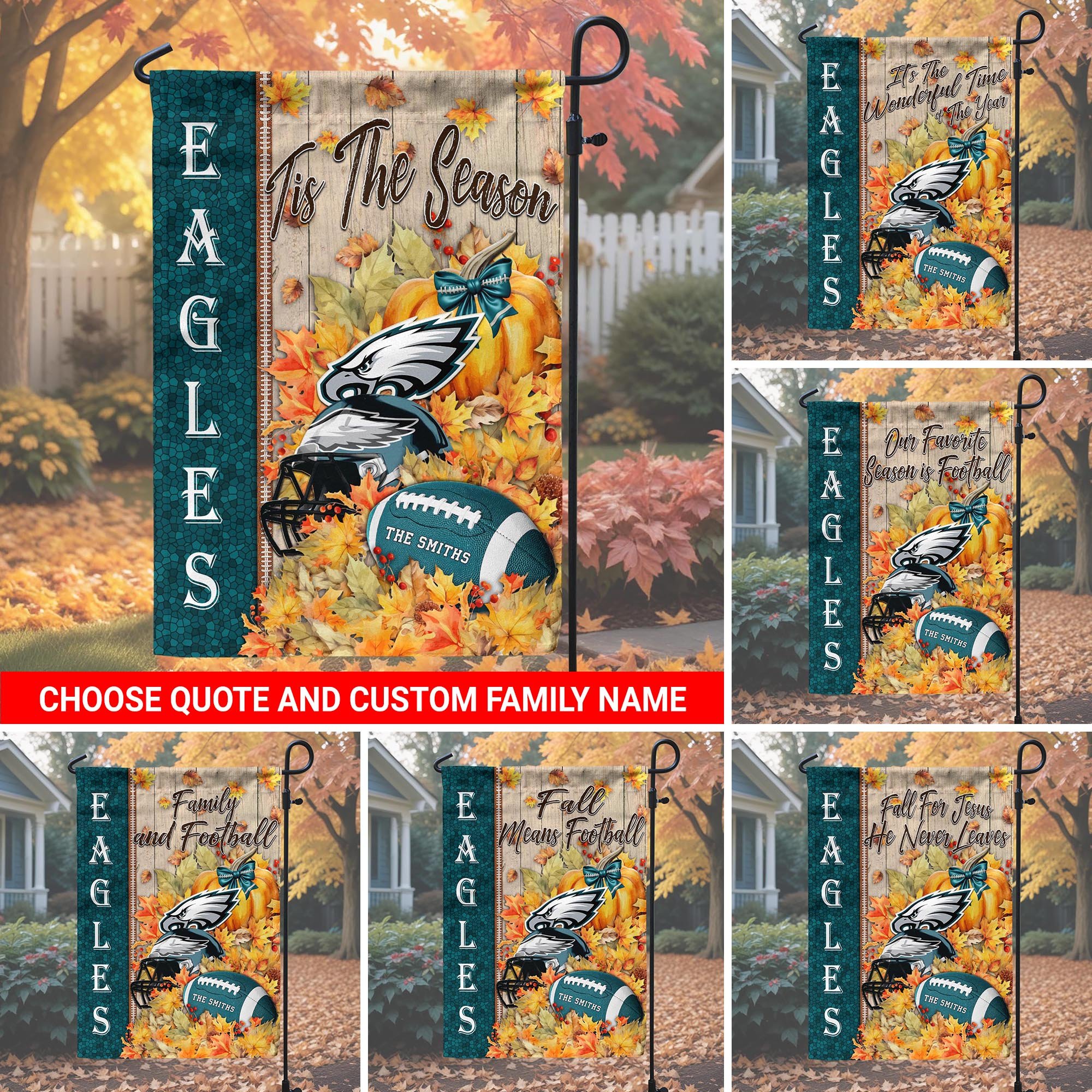 Philadelphia Eagles Garden Flag Custom Your Family Name, Football Flag For Fan, Autumn Gifts For Football Lover EHIVM-08123119N