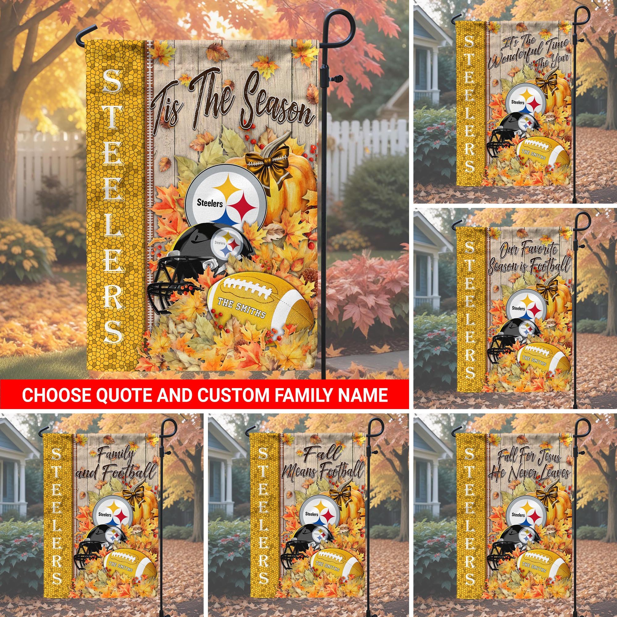 Pittsburgh Steelers Garden Flag Custom Your Family Name, Football Flag For Fan, Autumn Gifts For Football Lover EHIVM-08123119N