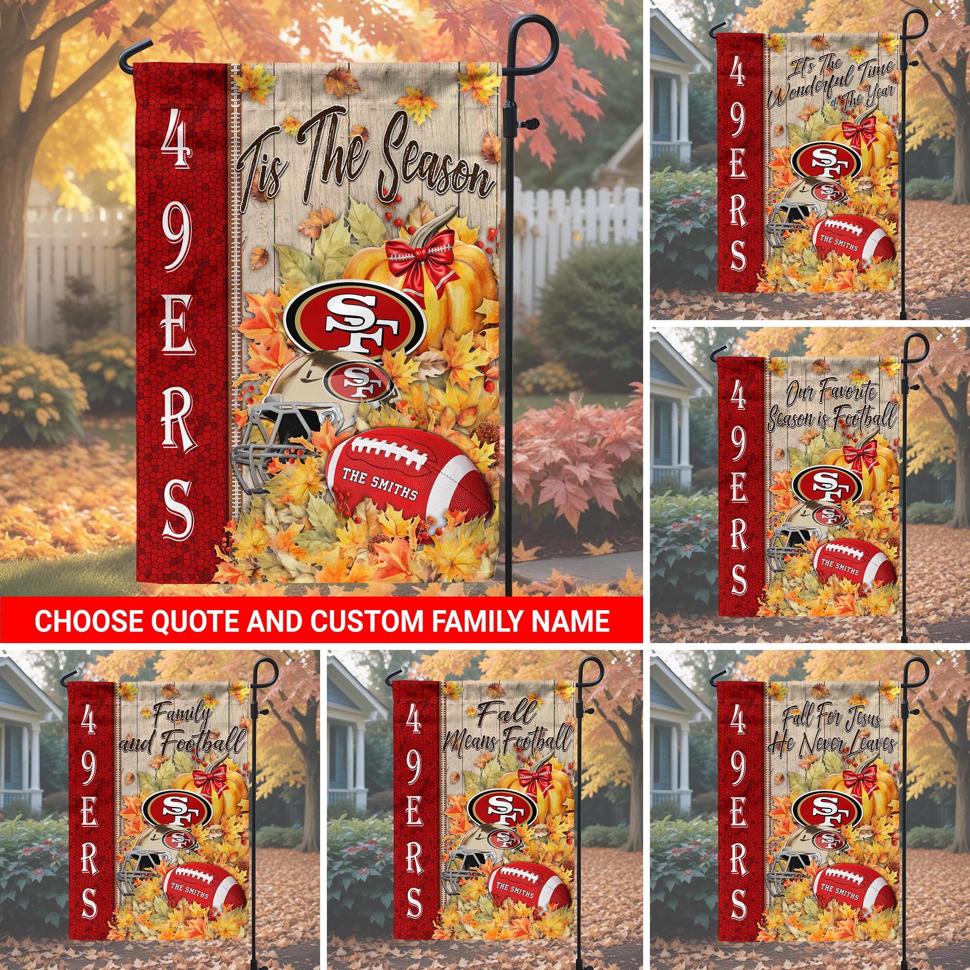 San Francisco 49ers Garden Flag Custom Your Family Name, Football Flag For Fan, Autumn Gifts For Football Lover EHIVM-08123119N