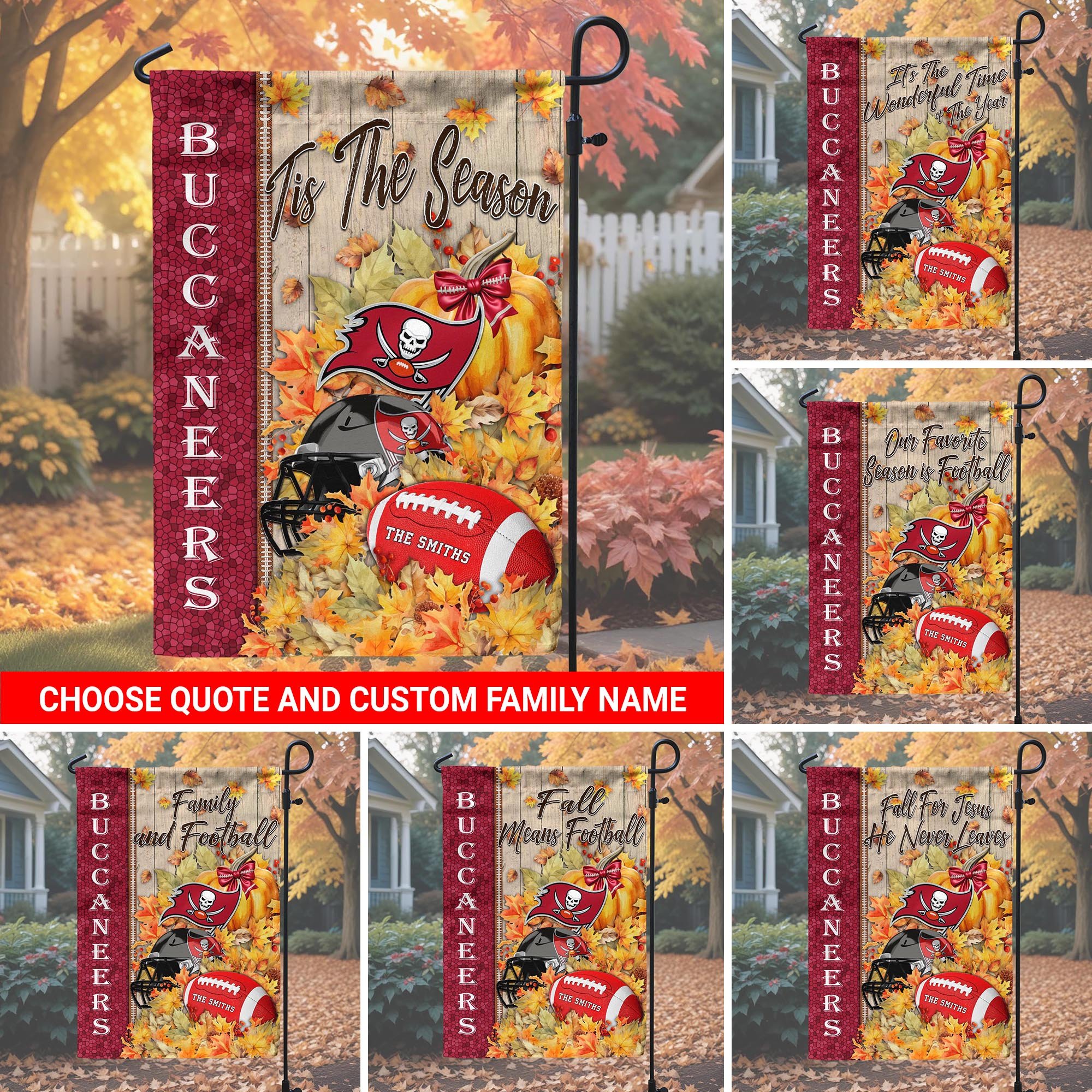 Tampa Bay Buccaneers Garden Flag Custom Your Family Name, Football Flag For Fan, Autumn Gifts For Football Lover EHIVM-08123119N