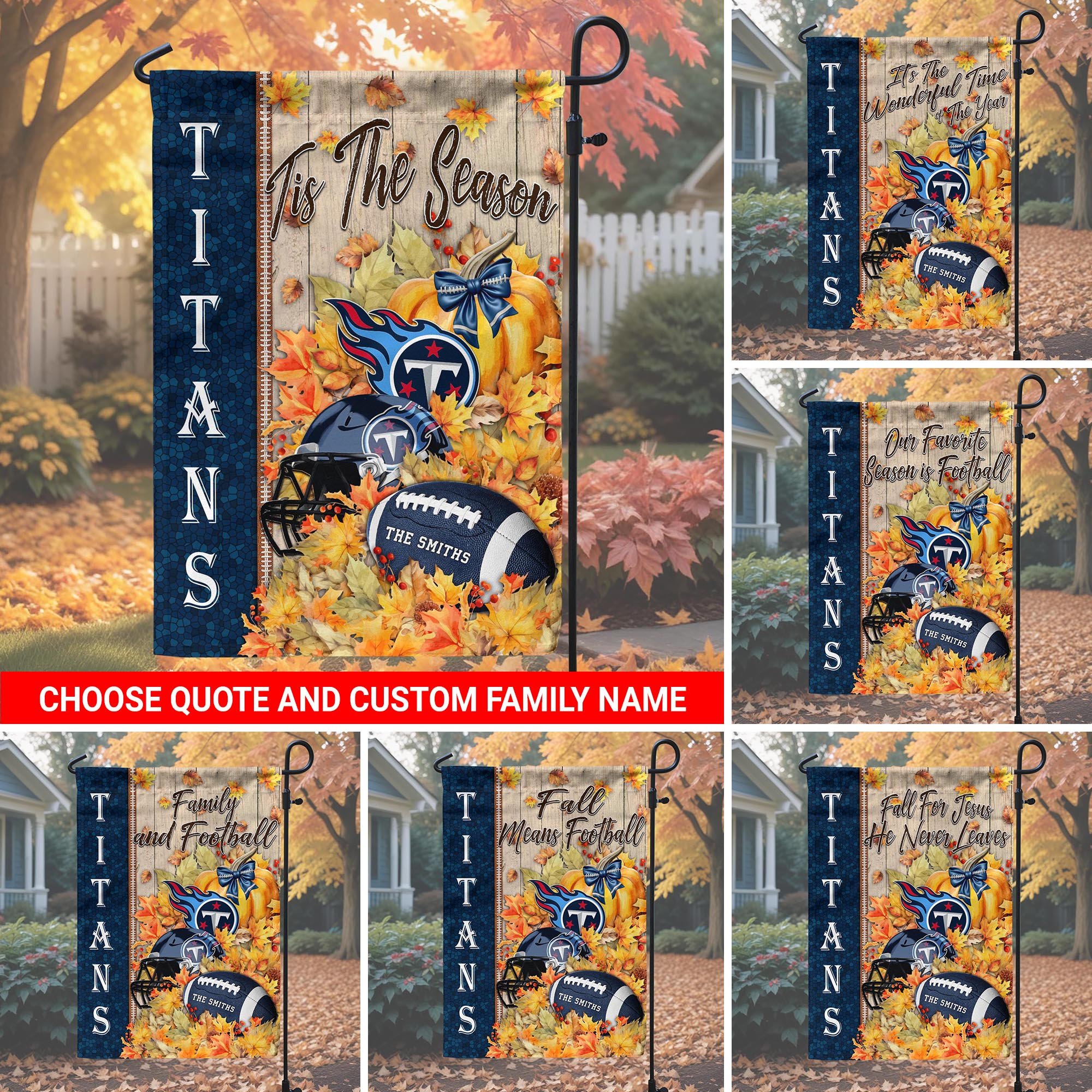 Tennessee Titans Garden Flag Custom Your Family Name, Football Flag For Fan, Autumn Gifts For Football Lover EHIVM-08123119N