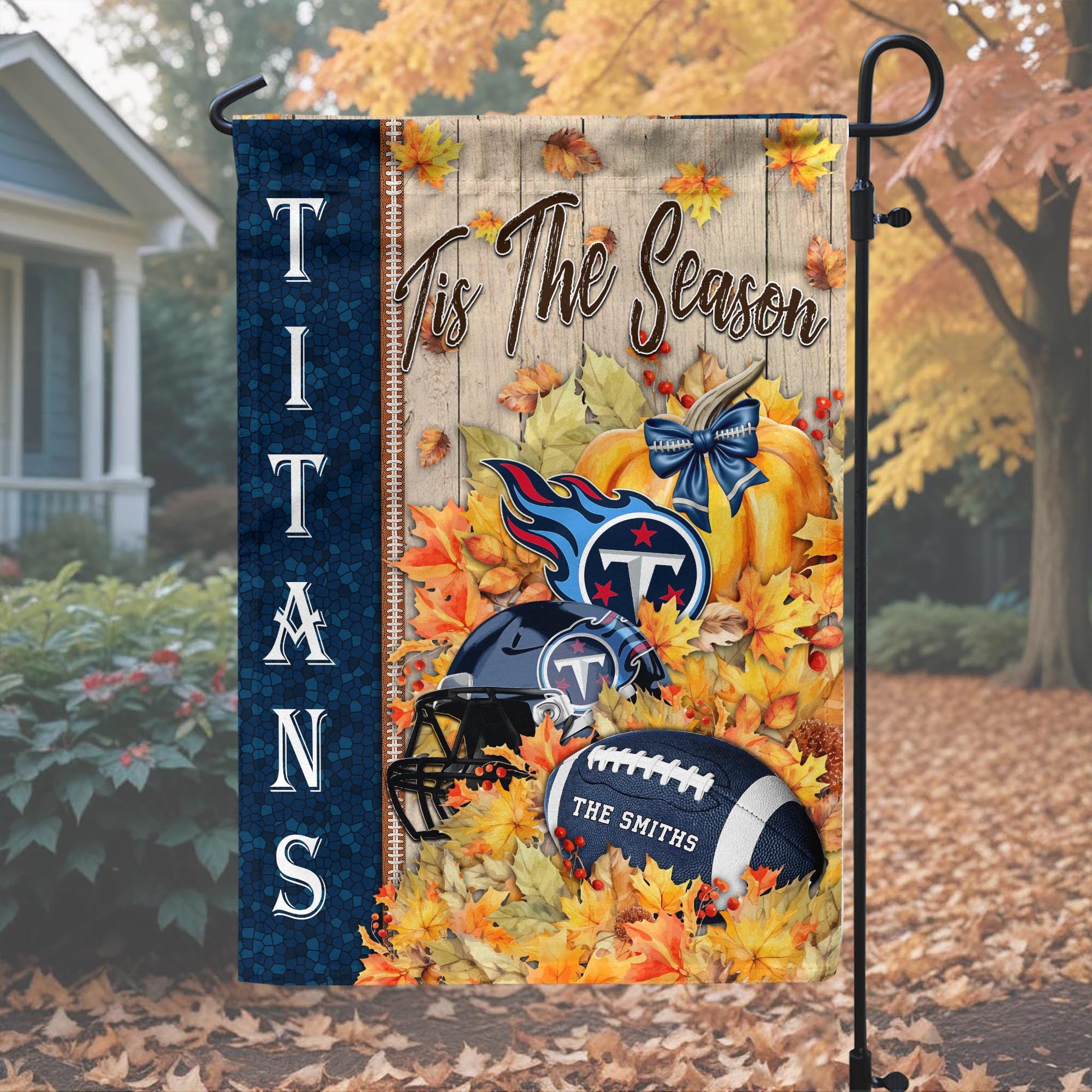 Alternative view of Tennessee Titans Garden Flag Custom Your Family Name, Football Flag For Fan, Autumn Gifts For Football Lover EHIVM-08123119N