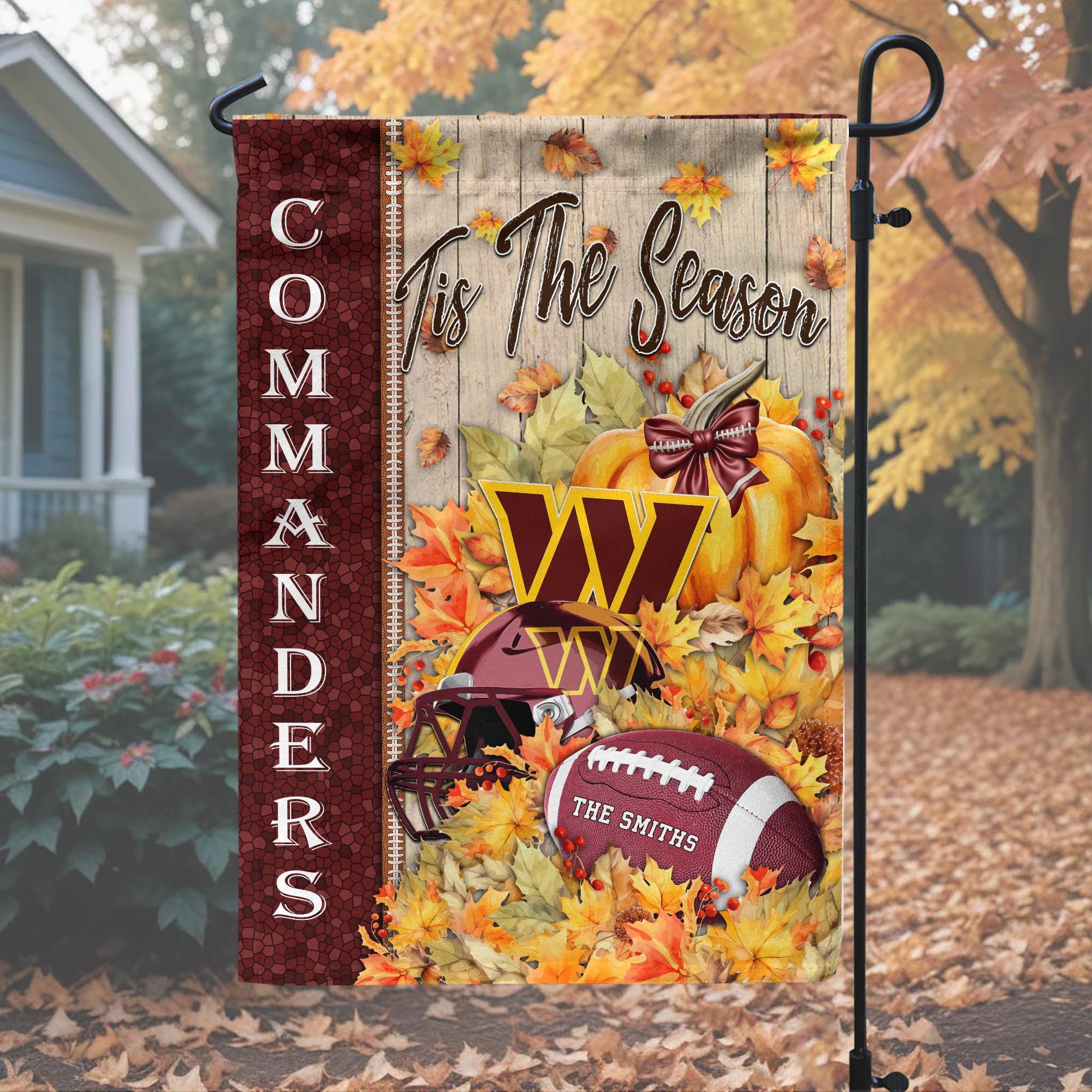 Alternative view of Washington Commanders Garden Flag Custom Your Family Name, Football Flag For Fan, Autumn Gifts For Football Lover EHIVM-08123119N