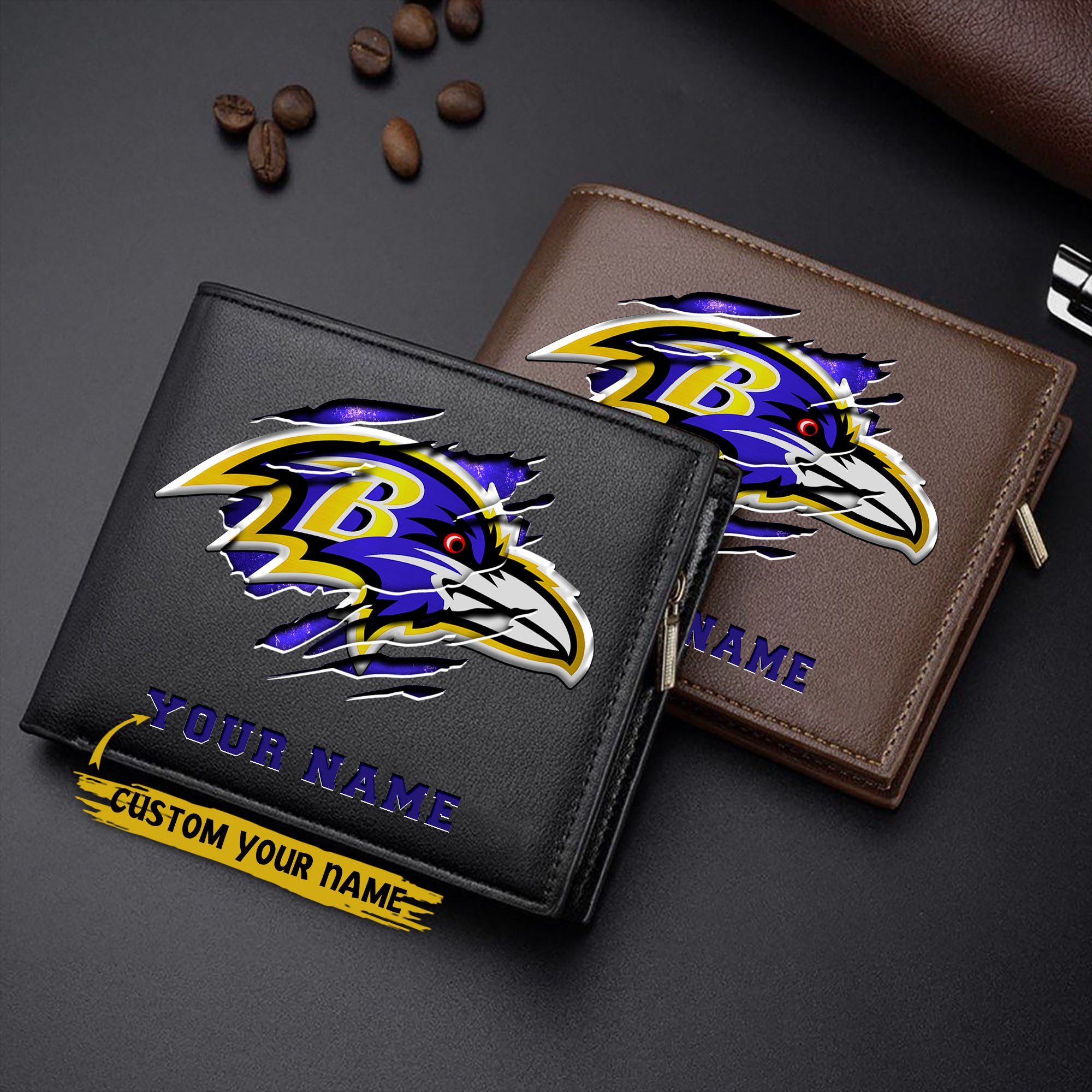 Baltimore Ravens Men Wallet Custom Your Name, Football Team Men Wallet For Fans, Gifts For Football Lovers EHIVM-07222865N