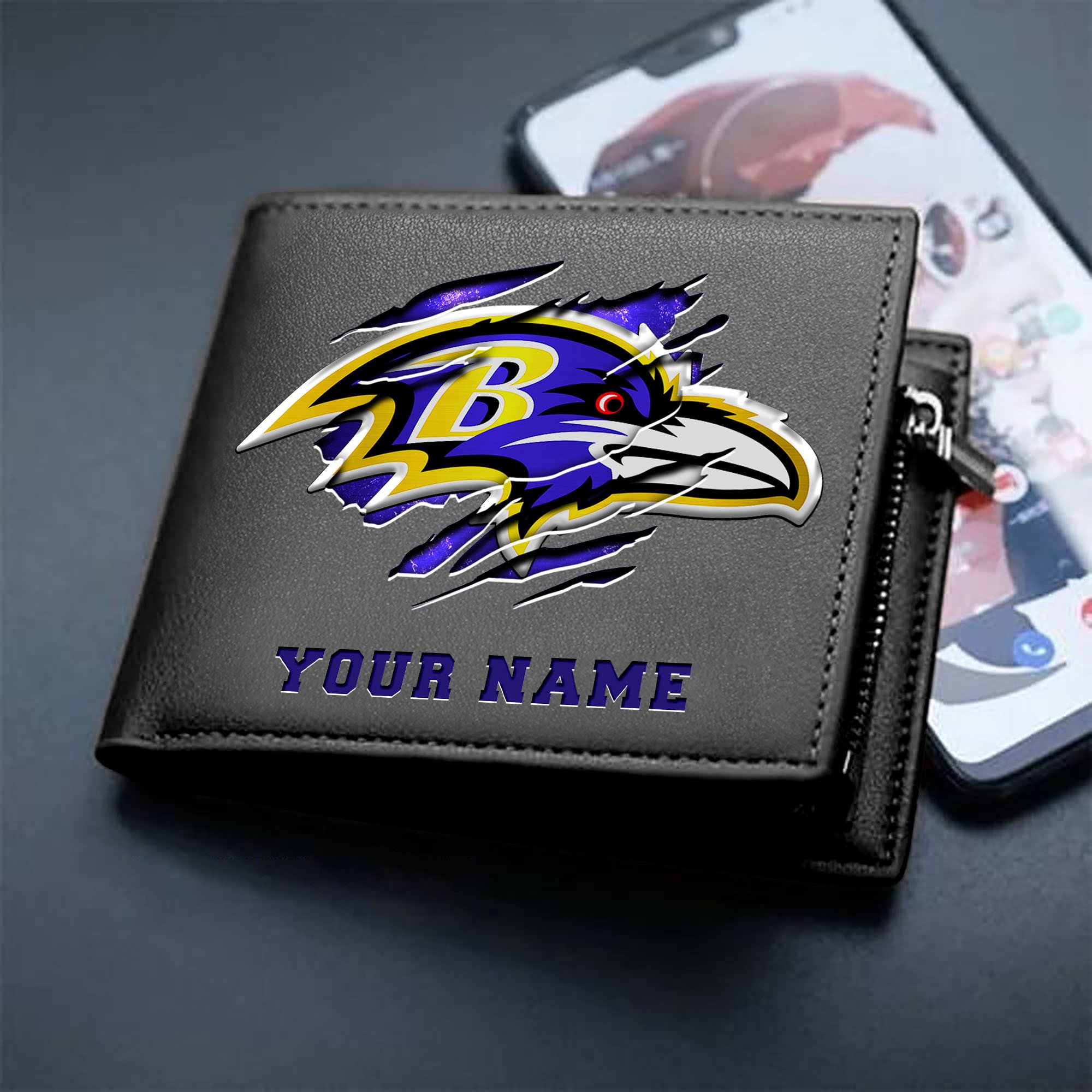 Alternative view of Baltimore Ravens Men Wallet Custom Your Name, Football Team Men Wallet For Fans, Gifts For Football Lovers EHIVM-07222865N