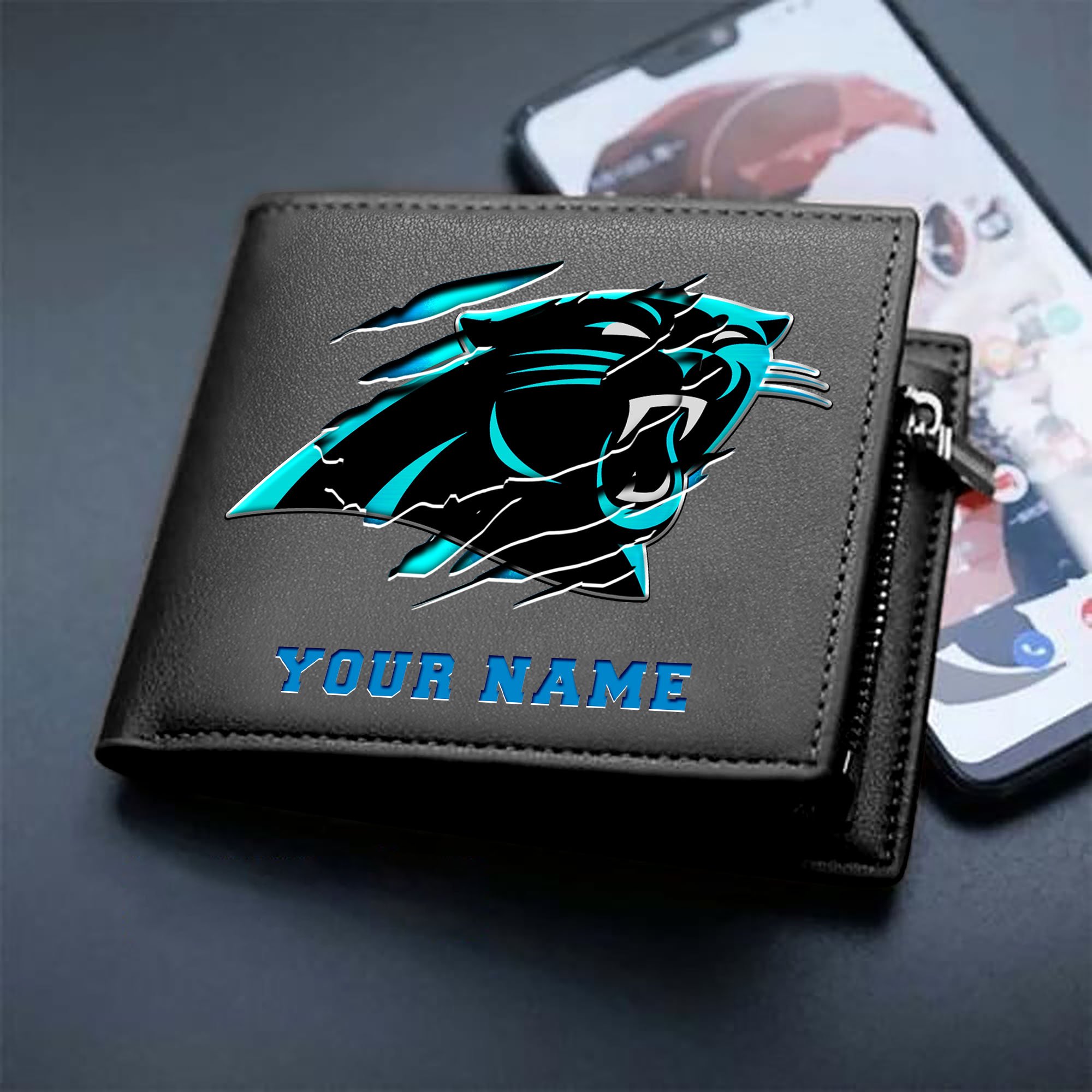 Alternative view of Carolina Panthers Men Wallet Custom Your Name, Football Team Men Wallet For Fans, Gifts For Football Lovers EHIVM-07222865N