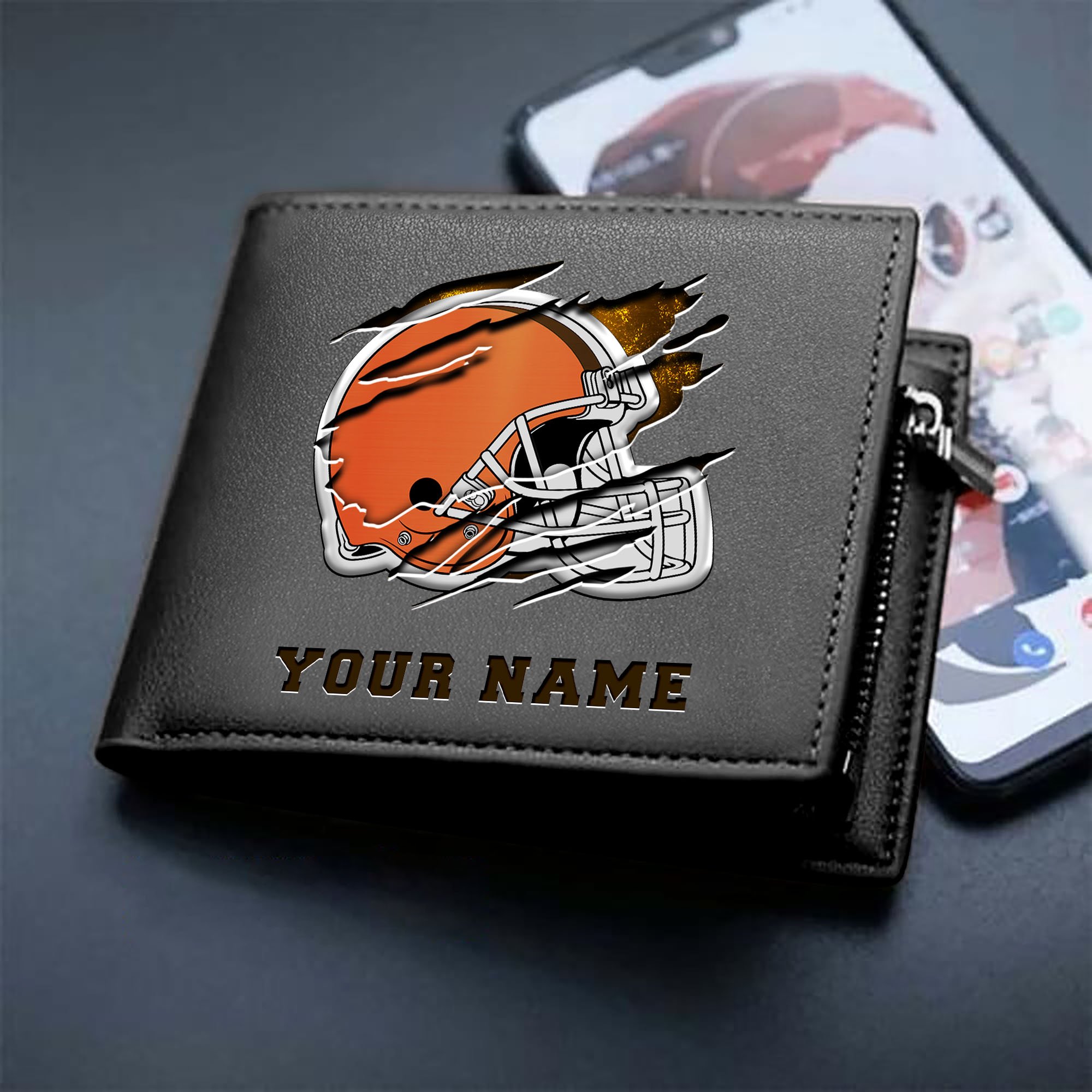 Alternative view of Cleveland Browns Men Wallet Custom Your Name, Football Team Men Wallet For Fans, Gifts For Football Lovers EHIVM-07222865N