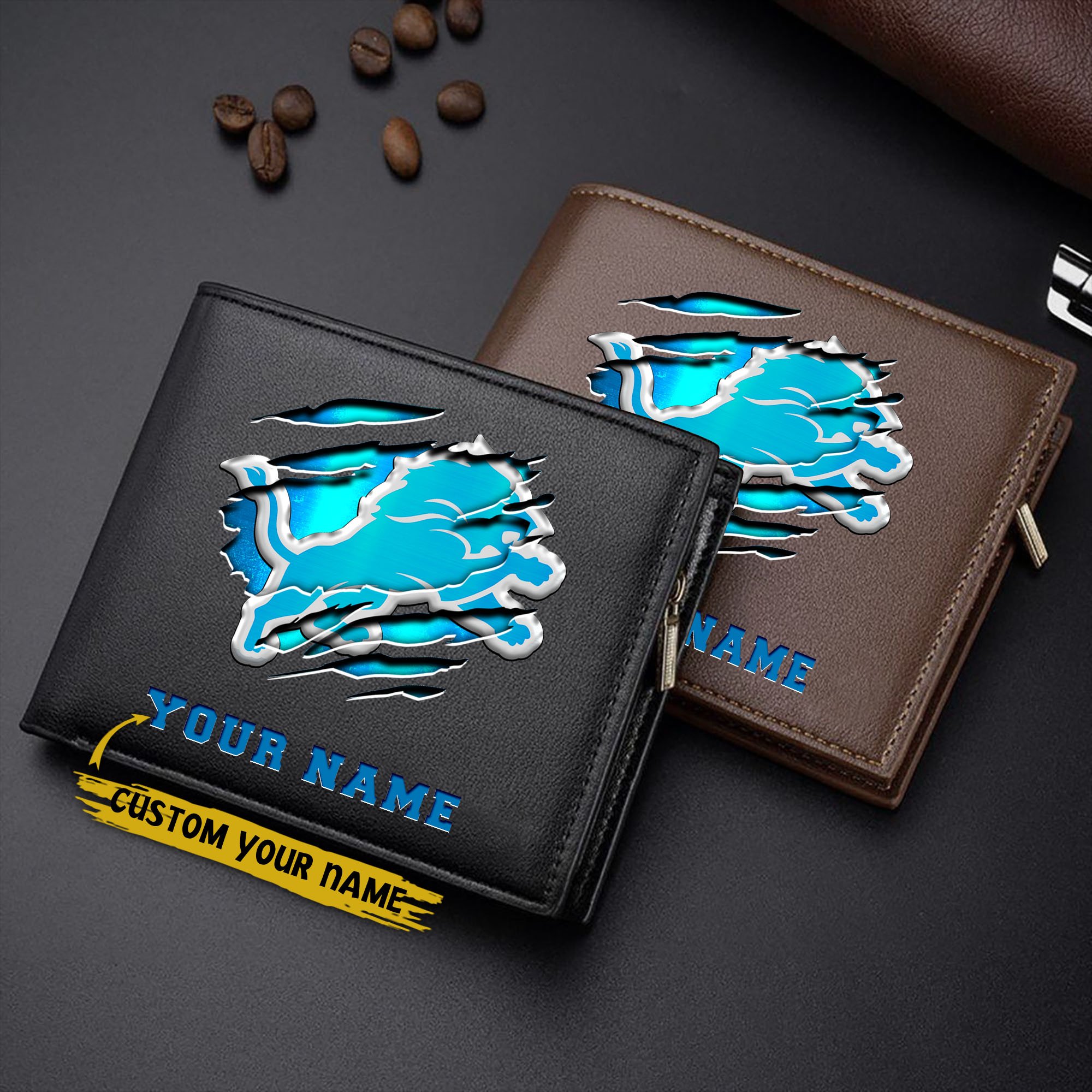 Detroit Lions Men Wallet Custom Your Name, Football Team Men Wallet For Fans, Gifts For Football Lovers EHIVM-07222865N