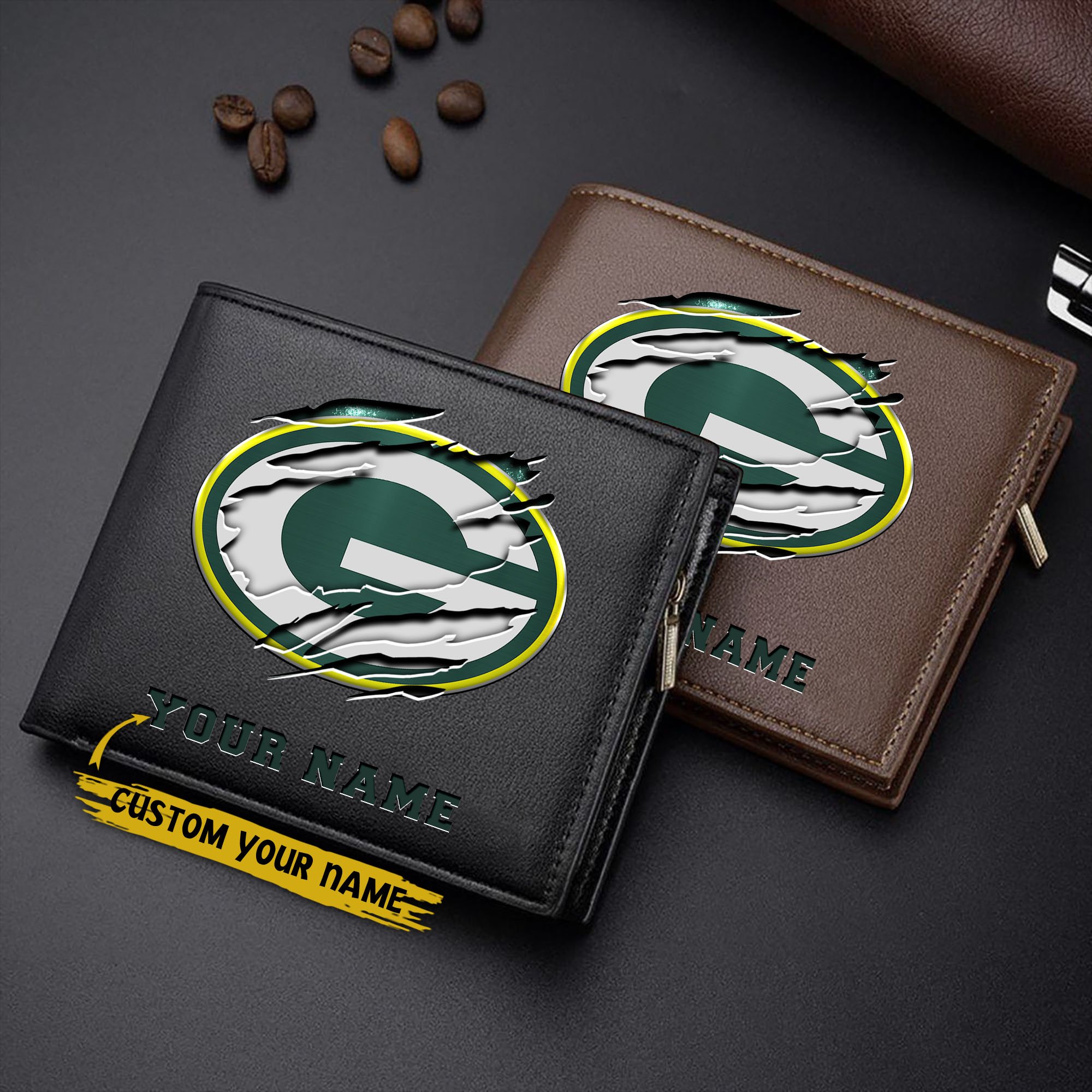 Green Bay Packers Men Wallet Custom Your Name, Football Team Men Wallet For Fans, Gifts For Football Lovers EHIVM-07222865N