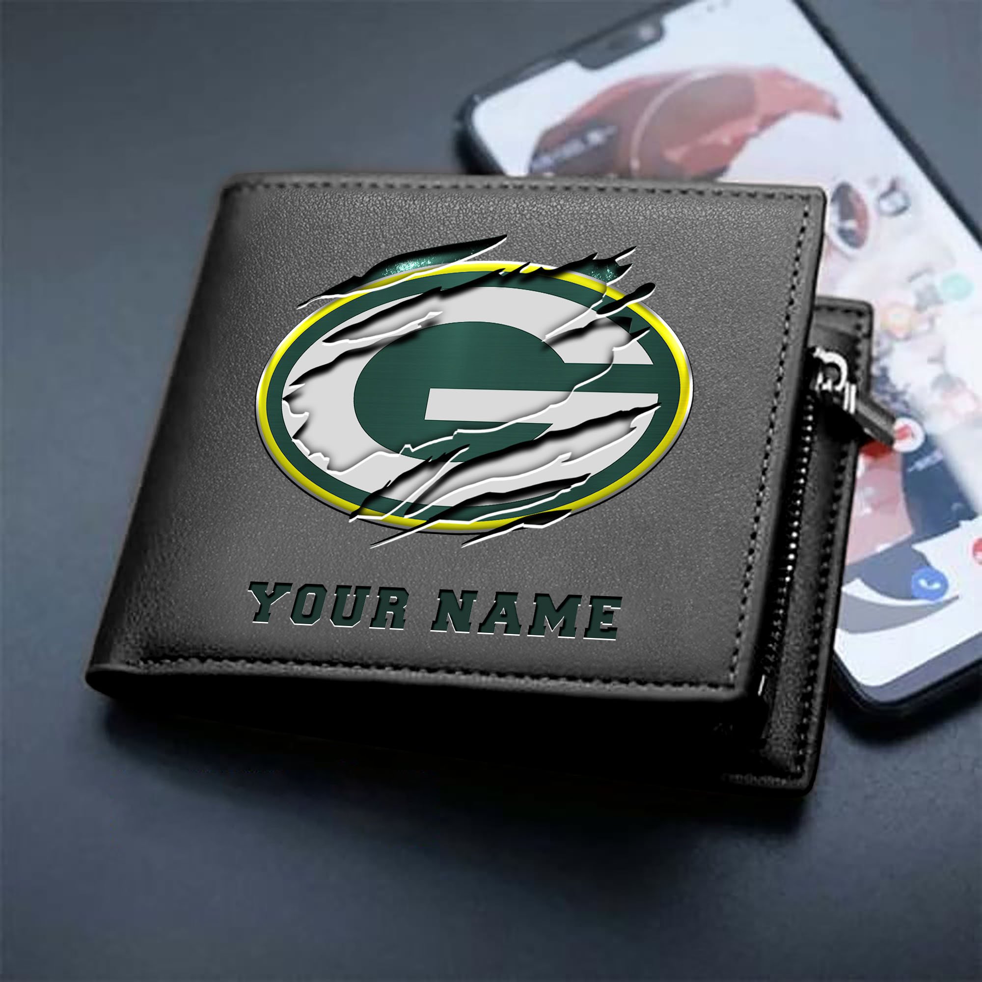 Alternative view of Green Bay Packers Men Wallet Custom Your Name, Football Team Men Wallet For Fans, Gifts For Football Lovers EHIVM-07222865N