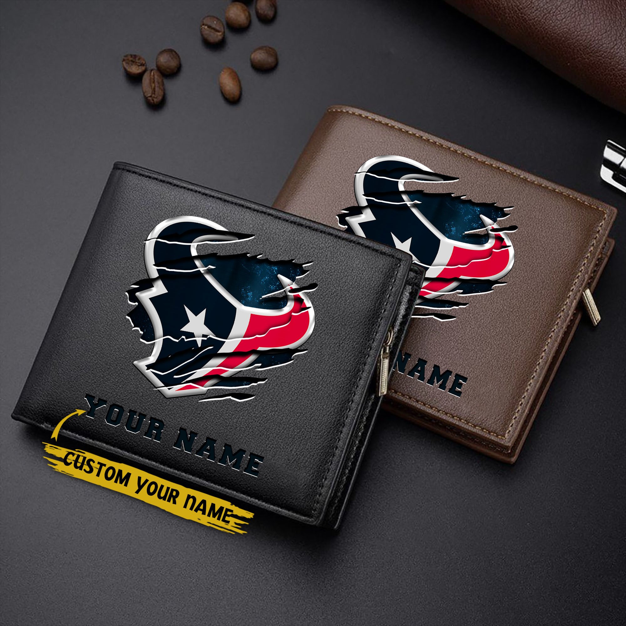 Houston Texans Men Wallet Custom Your Name, Football Team Men Wallet For Fans, Gifts For Football Lovers EHIVM-07222865N