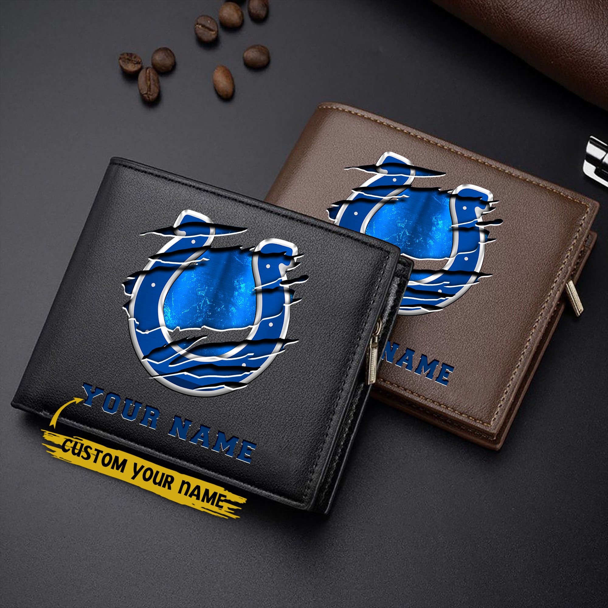 Indianapolis Colts Men Wallet Custom Your Name, Football Team Men Wallet For Fans, Gifts For Football Lovers EHIVM-07222865N