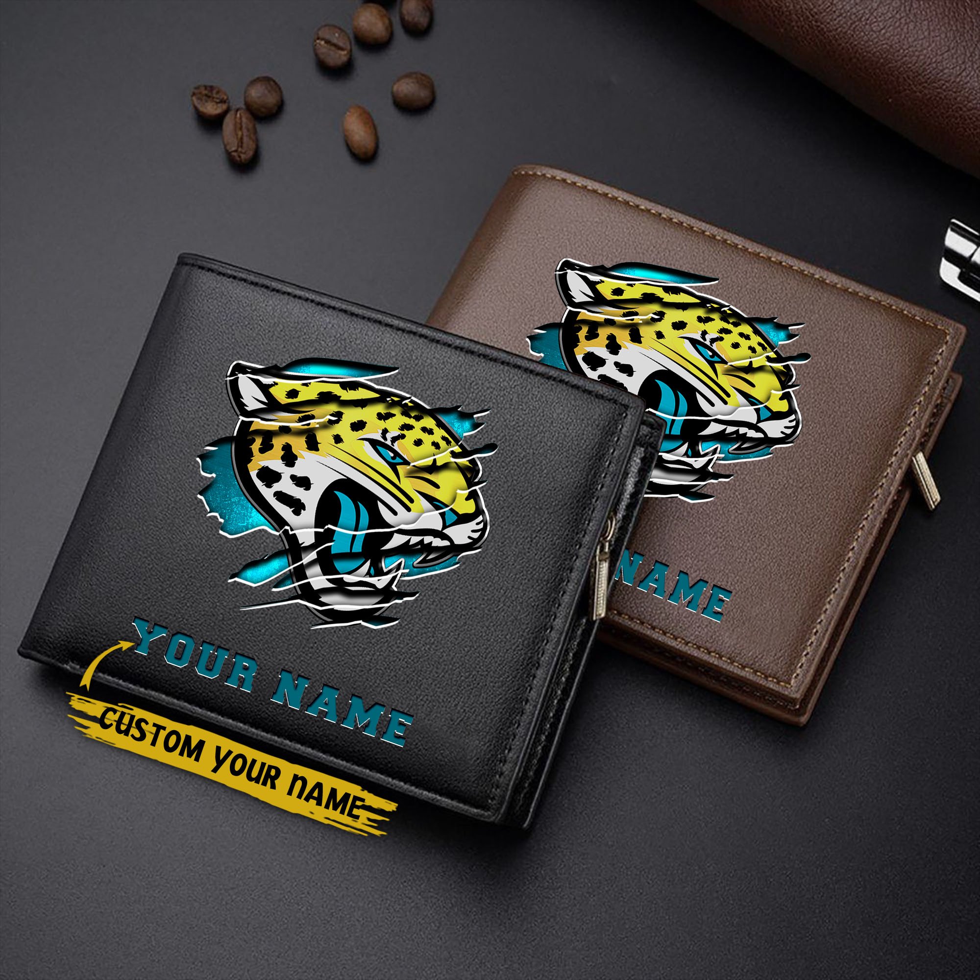 Jacksonville Jaguars Men Wallet Custom Your Name, Football Team Men Wallet For Fans, Gifts For Football Lovers EHIVM-07222865N