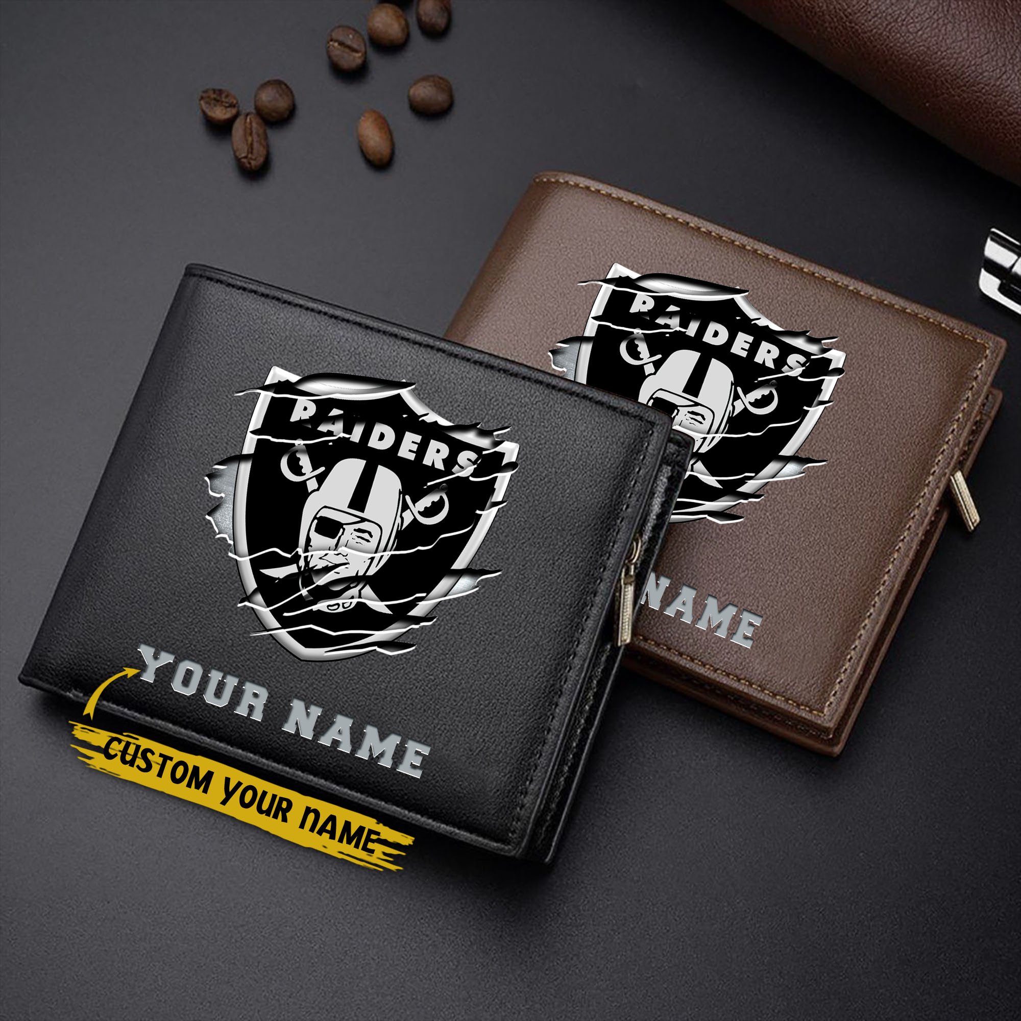 Las Vegas Raiders Men Wallet Custom Your Name, Football Team Men Wallet For Fans, Gifts For Football Lovers EHIVM-07222865N
