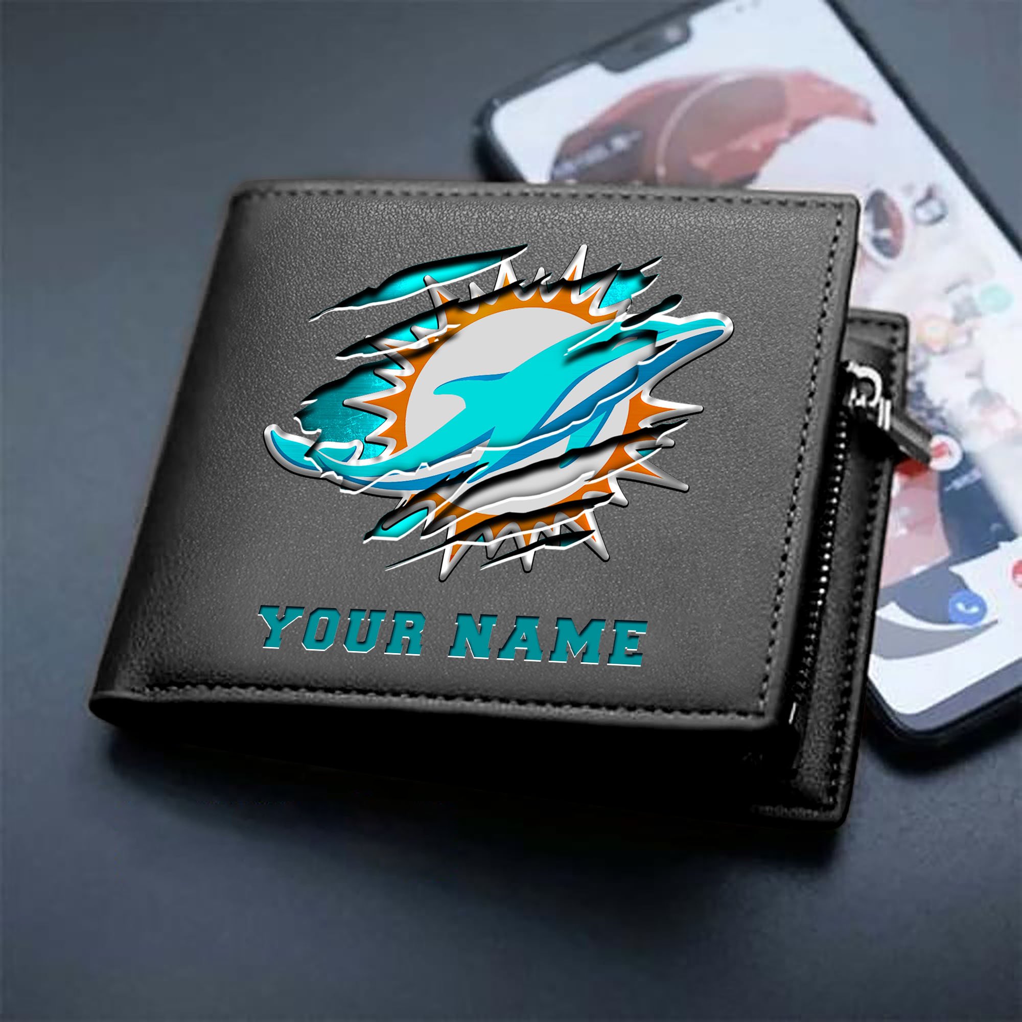 Alternative view of Miami Dolphins Men Wallet Custom Your Name, Football Team Men Wallet For Fans, Gifts For Football Lovers EHIVM-07222865N