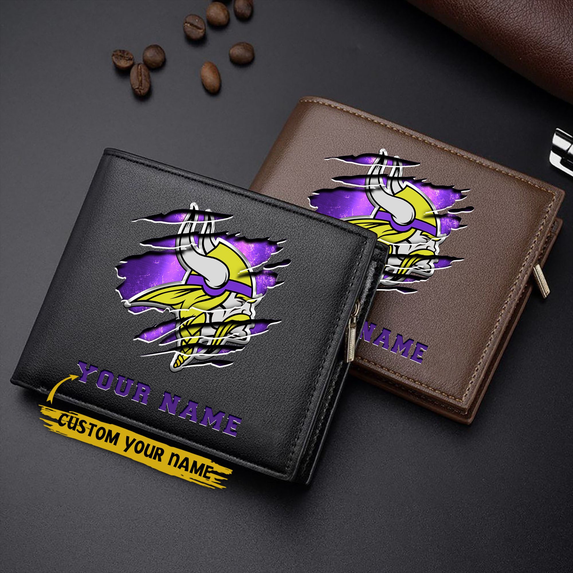 Minnesota Vikings Men Wallet Custom Your Name, Football Team Men Wallet For Fans, Gifts For Football Lovers EHIVM-07222865N
