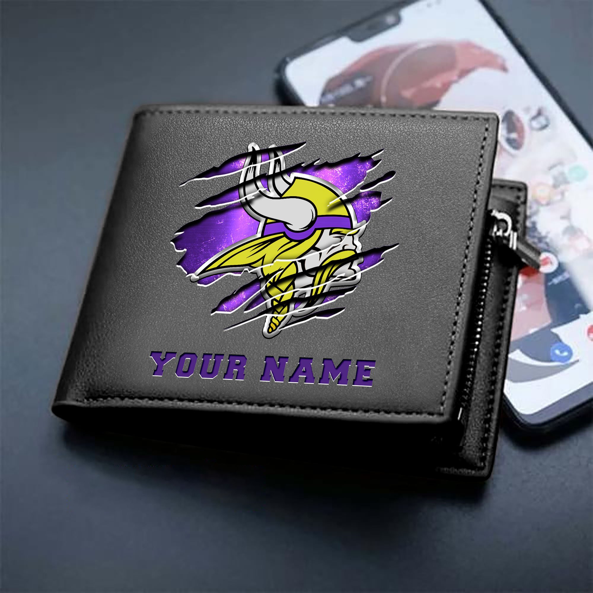 Alternative view of Minnesota Vikings Men Wallet Custom Your Name, Football Team Men Wallet For Fans, Gifts For Football Lovers EHIVM-07222865N