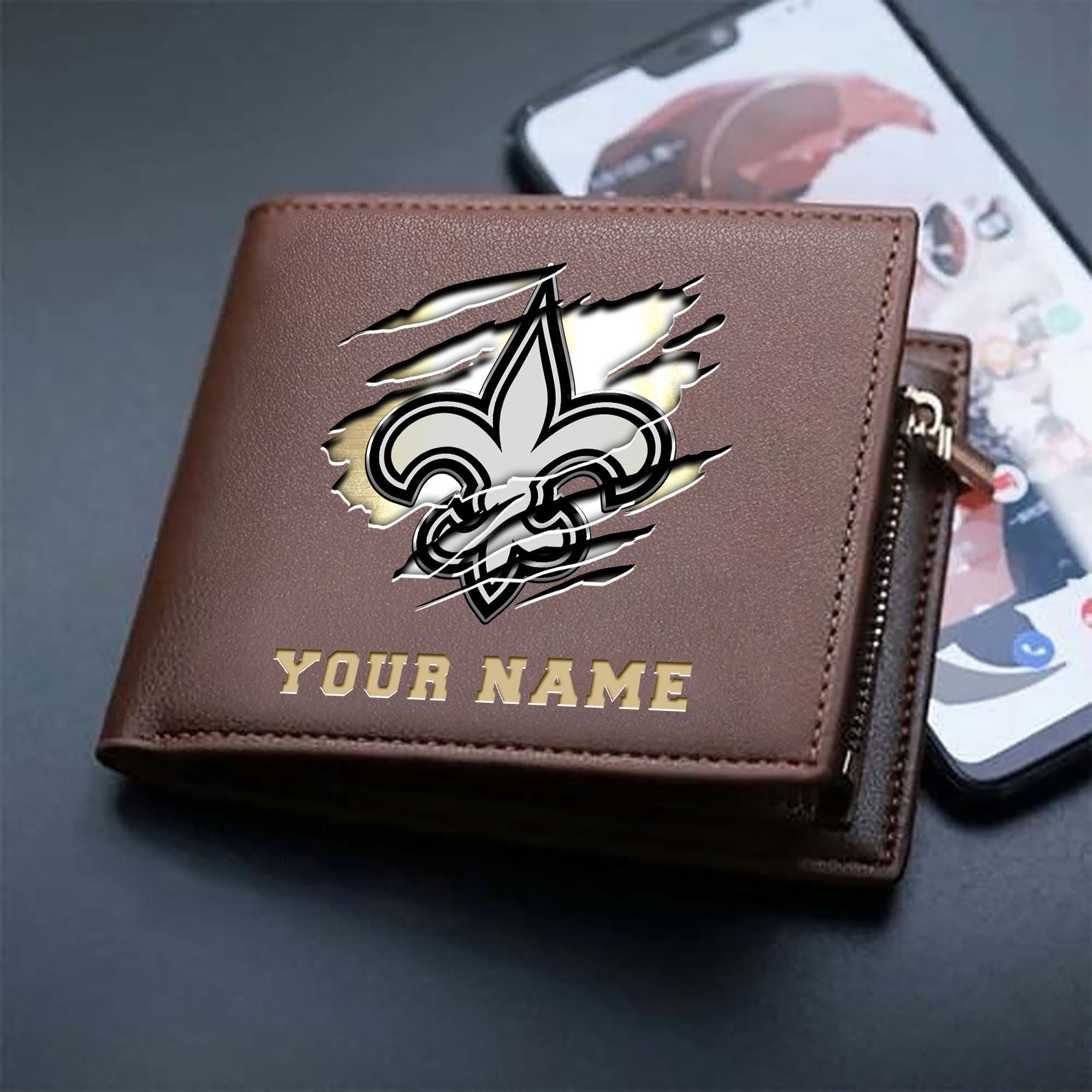 New Orleans Saints Men Wallet Custom Your Name, Football Team Men Wallet For Fans, Gifts For Football Lovers EHIVM-07222865N - Image 3