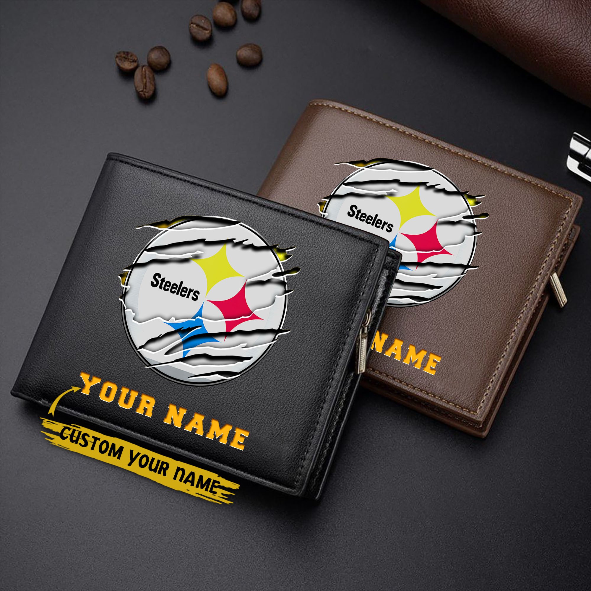 Pittsburgh Steelers Men Wallet Custom Your Name, Football Team Men Wallet For Fans, Gifts For Football Lovers EHIVM-07222865N