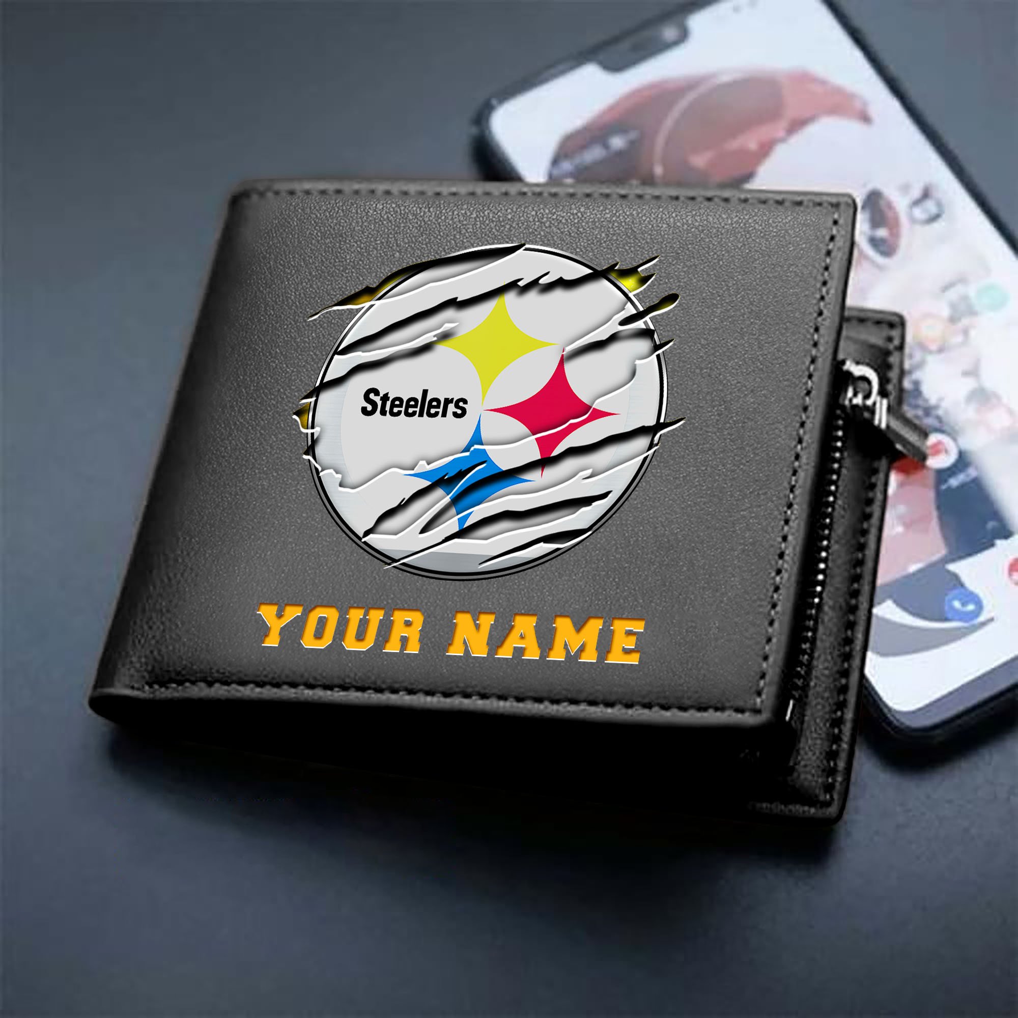 Alternative view of Pittsburgh Steelers Men Wallet Custom Your Name, Football Team Men Wallet For Fans, Gifts For Football Lovers EHIVM-07222865N
