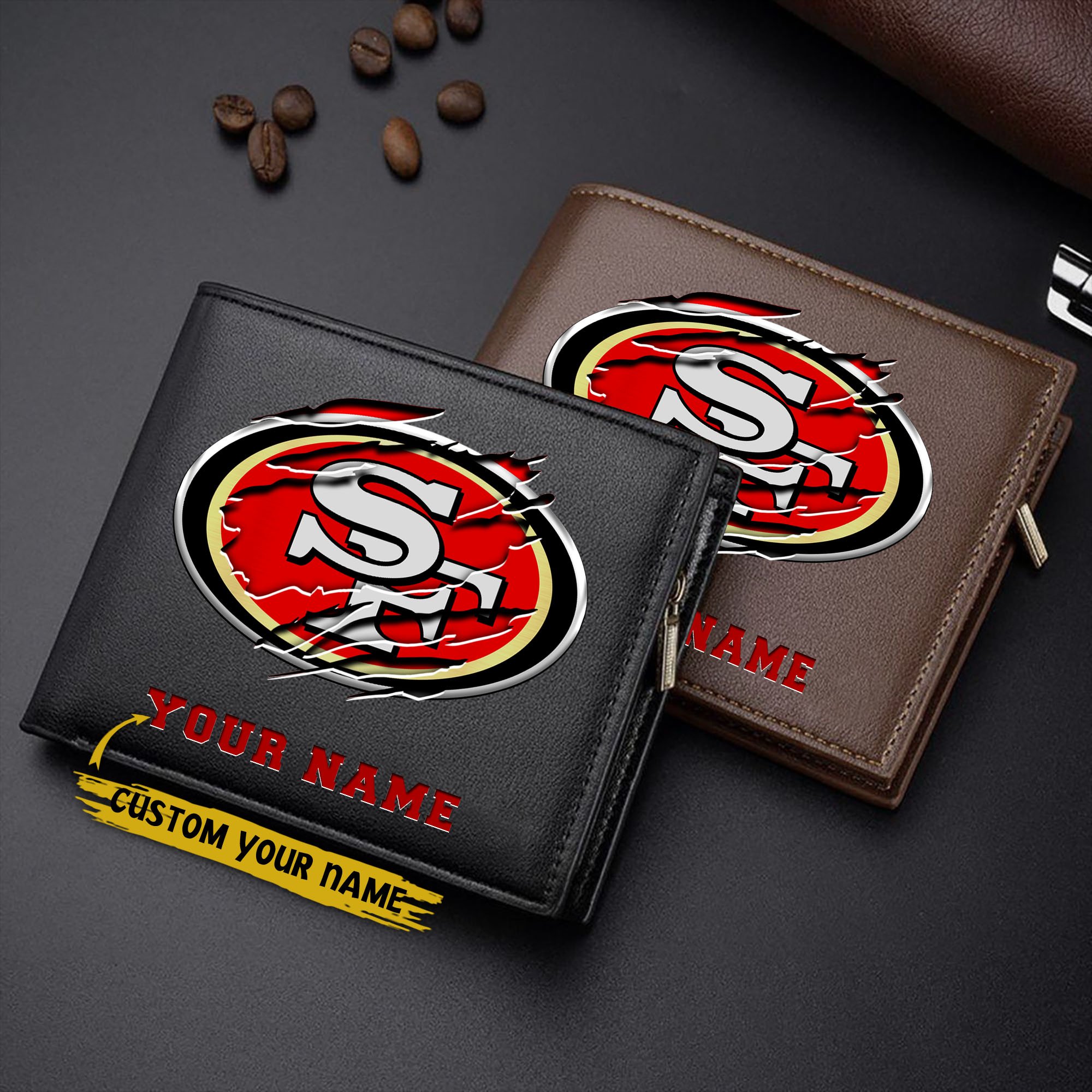 San Francisco 49ers Men Wallet Custom Your Name, Football Team Men Wallet For Fans, Gifts For Football Lovers EHIVM-07222865N