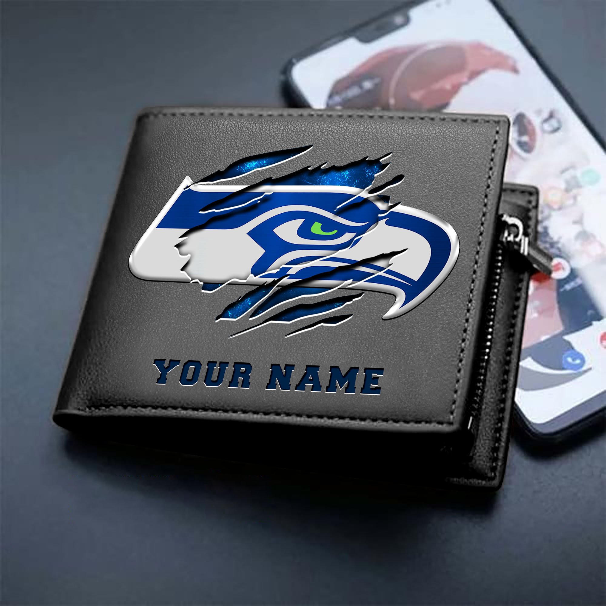 Alternative view of Seattle Seahawks Men Wallet Custom Your Name, Football Team Men Wallet For Fans, Gifts For Football Lovers EHIVM-07222865N