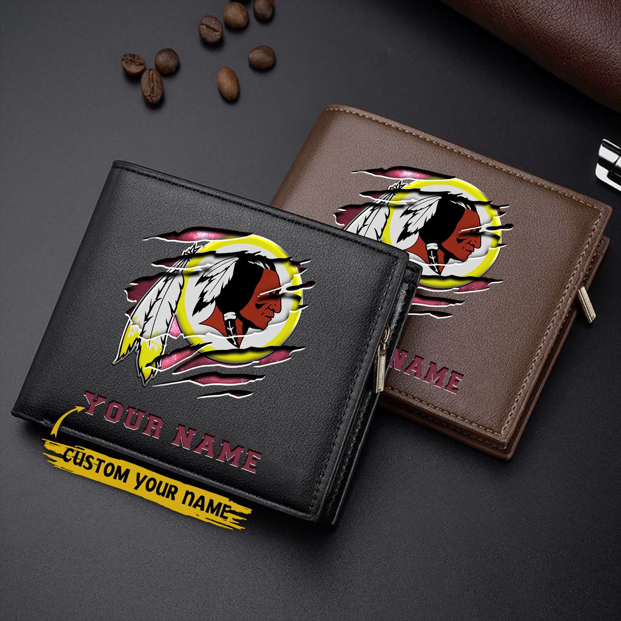 Washington Redskins Men Wallet Custom Your Name, Football Team Men Wallet For Fans, Gifts For Football Lovers EHIVM-07222865N