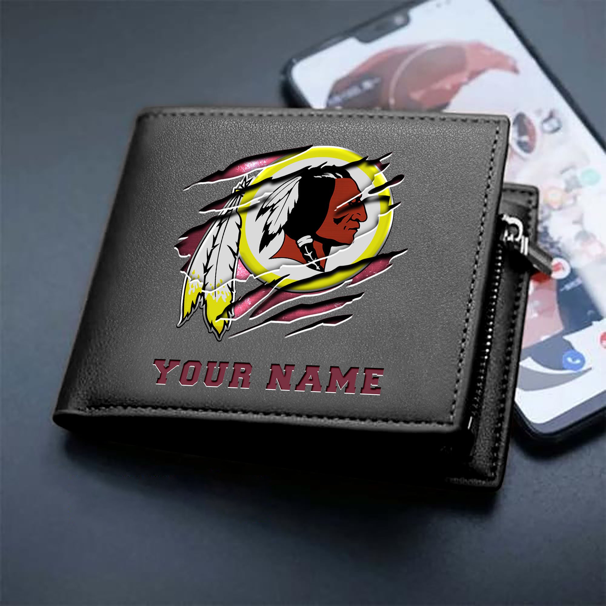 Alternative view of Washington Redskins Men Wallet Custom Your Name, Football Team Men Wallet For Fans, Gifts For Football Lovers EHIVM-07222865N