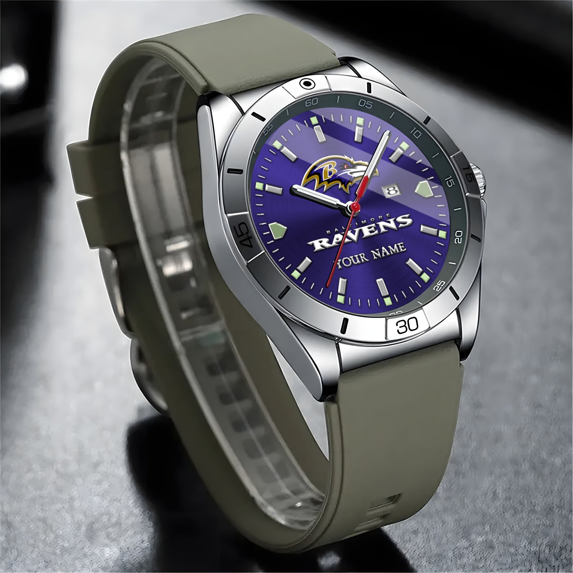 Alternative view of Baltimore Ravens Stainless Steel Quartz Watch Custom Your Name Versions 2025, Gifts For Fan EHIVM-05172275N