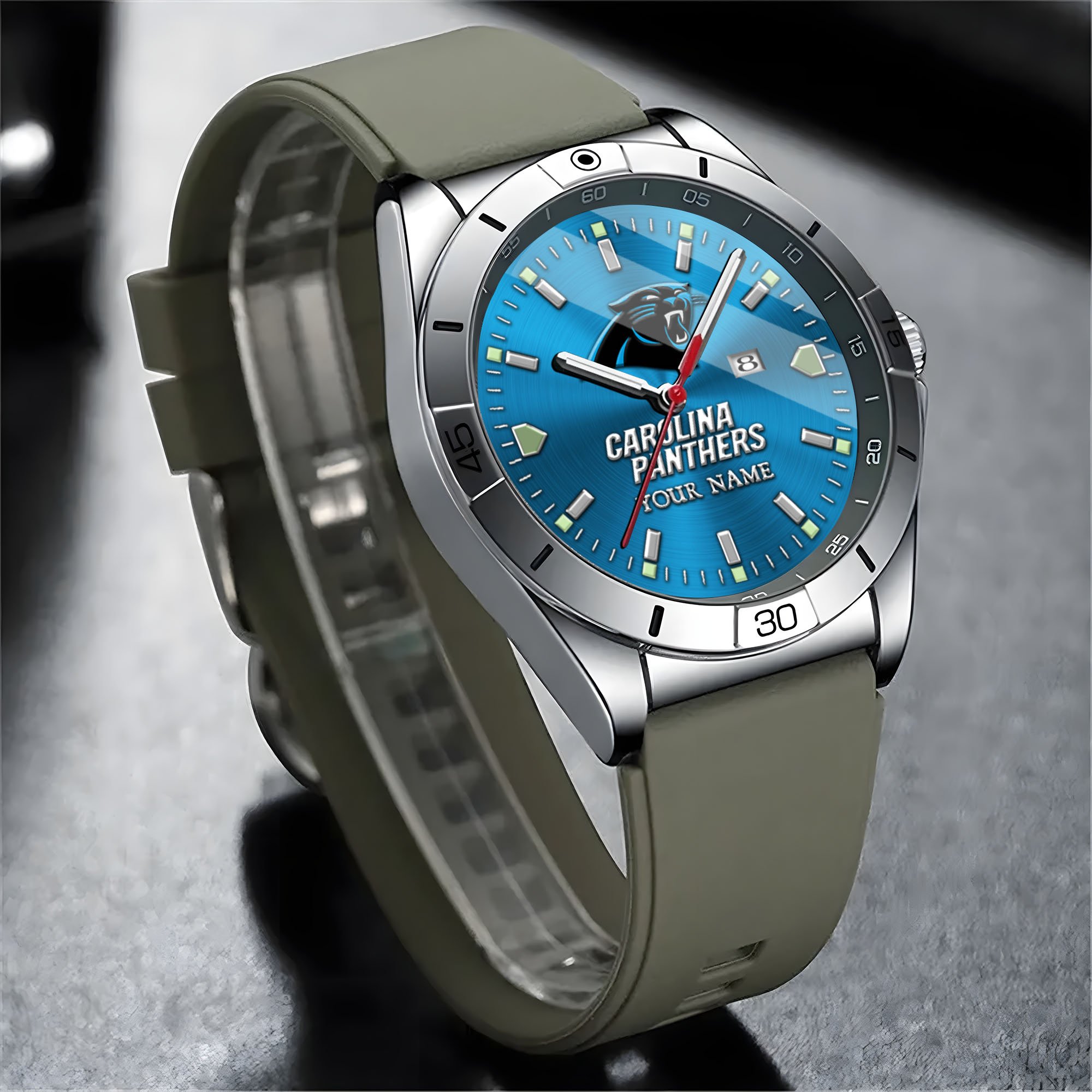 Alternative view of Carolina Panthers Stainless Steel Quartz Watch Custom Your Name Versions 2025, Gifts For Fan EHIVM-05172275N