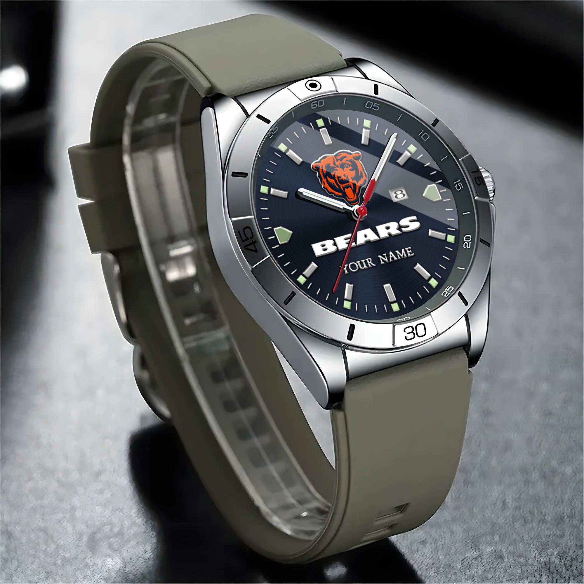 Alternative view of Chicago Bears Stainless Steel Quartz Watch Custom Your Name Versions 2025, Gifts For Fan EHIVM-05172275N