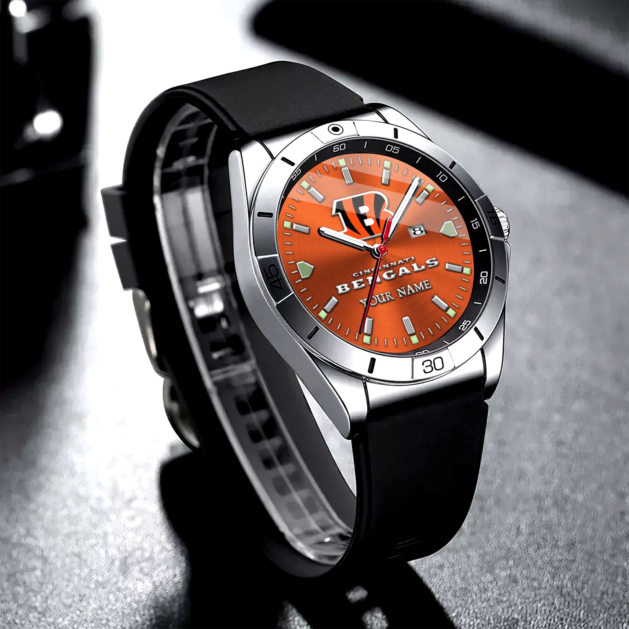 Cincinnati Bengals Stainless Steel Quartz Watch Custom Your Name Versions 2025, Gifts For Fan EHIVM-05172275N